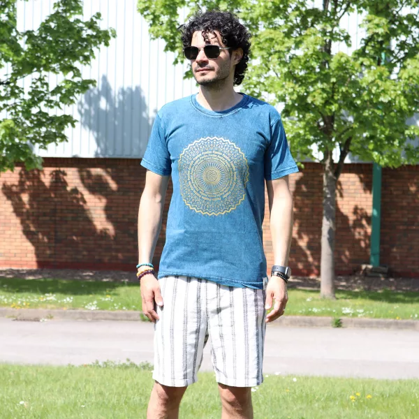 Stone Washed T-Shirt – Mandala – Blue - Image 2