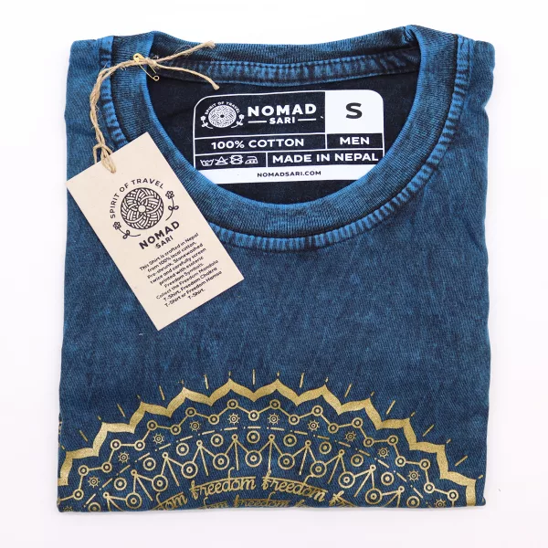 Stone Washed T-Shirt – Mandala – Blue - Image 3