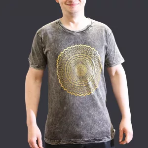 Stone Washed T-Shirt – Mandala – Dark Grey