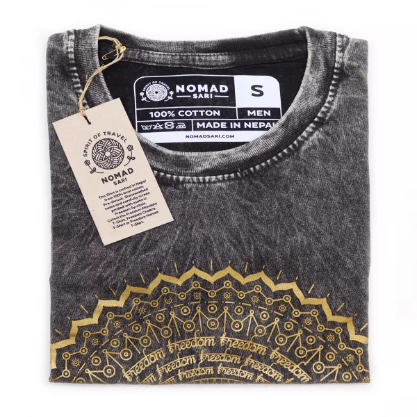 Stone Washed T-Shirt – Mandala – Dark Grey - Image 4