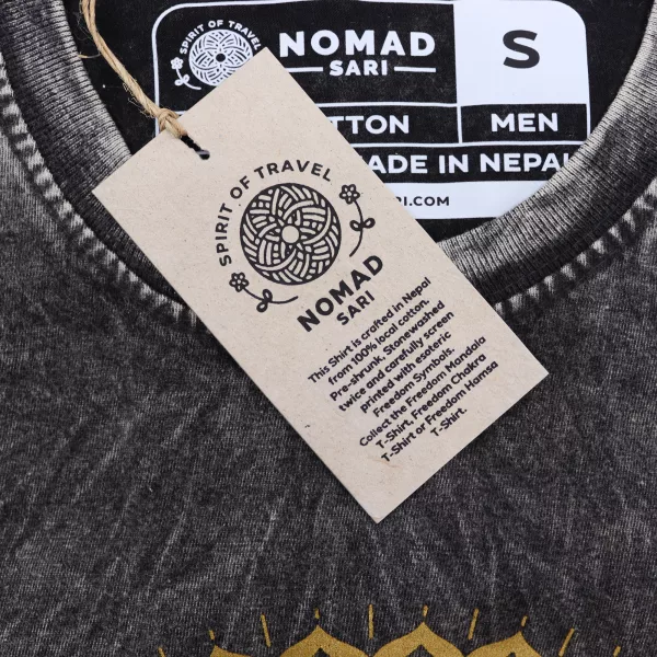Stone Washed T-Shirt – Mandala – Dark Grey - Image 3
