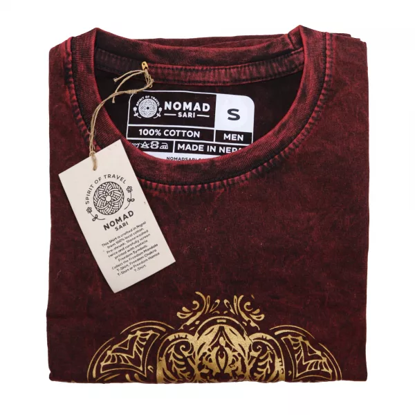 Stone Washed T-Shirt – Hamsa – Maroon - Image 3