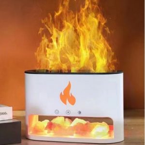 White Blaze Aroma Diffuser - Himalayan Salt Chamber - USB-C - Flame Effect (Salt included)