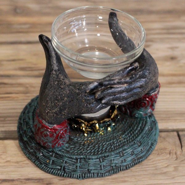 Antique Buddha - Offering Hands Oil Burner - Image 4