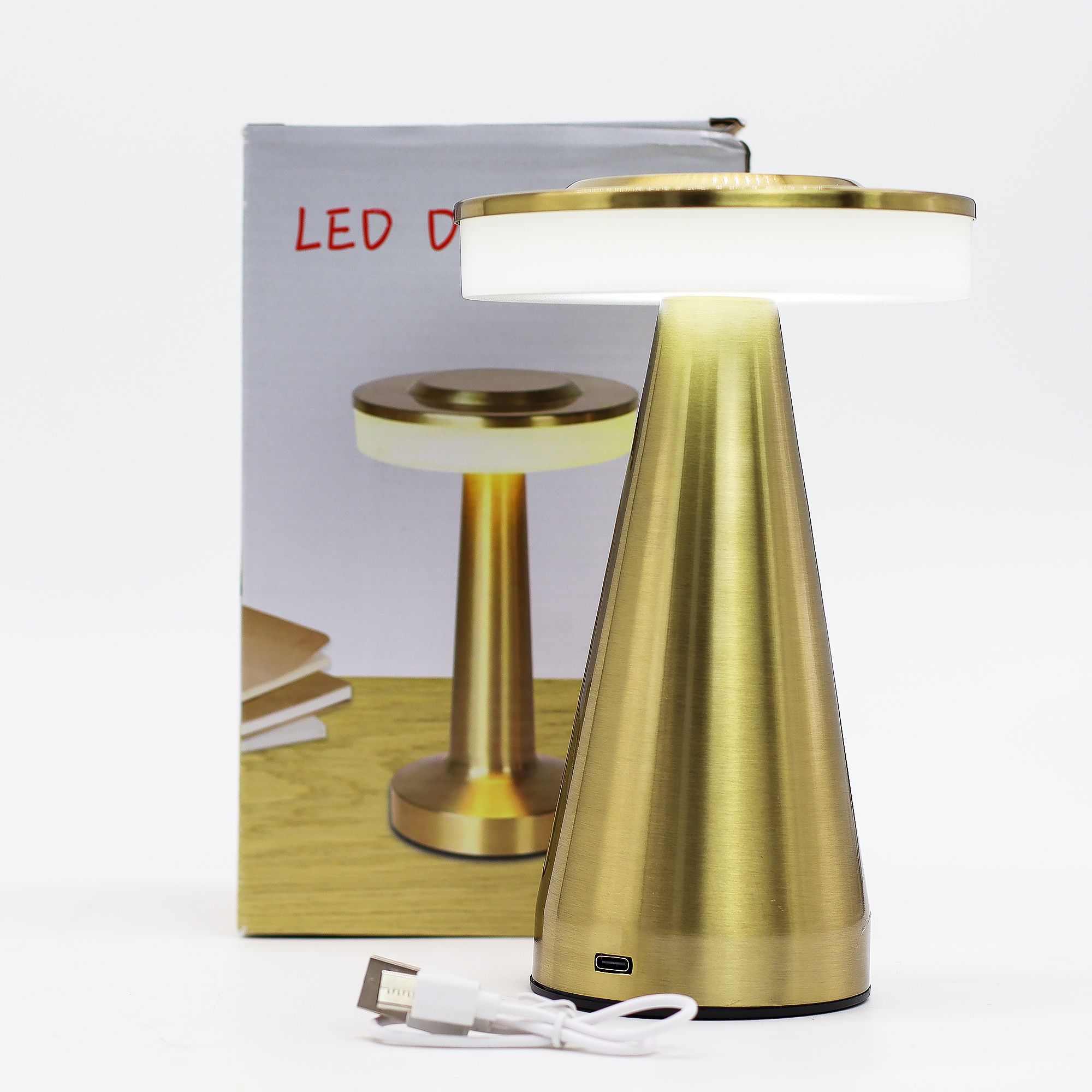 Touch Lamp - Tall Stem Copper - USB (C) - Rechargable (400 Watt) - Image 4