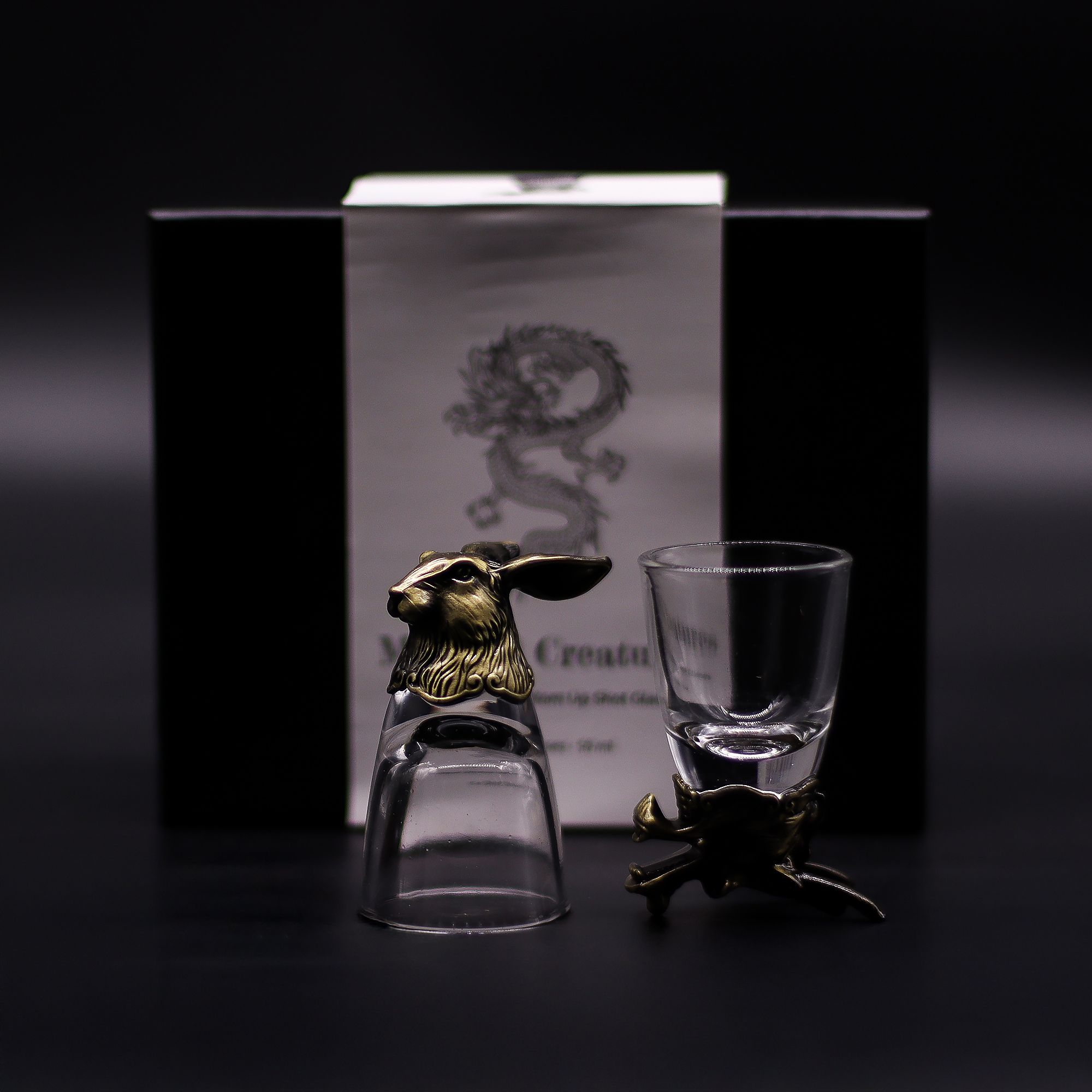 Gift Set of 6 Shot Glasses (50ml) - Wild Forest Creatures - Antique Bronze - Image 3