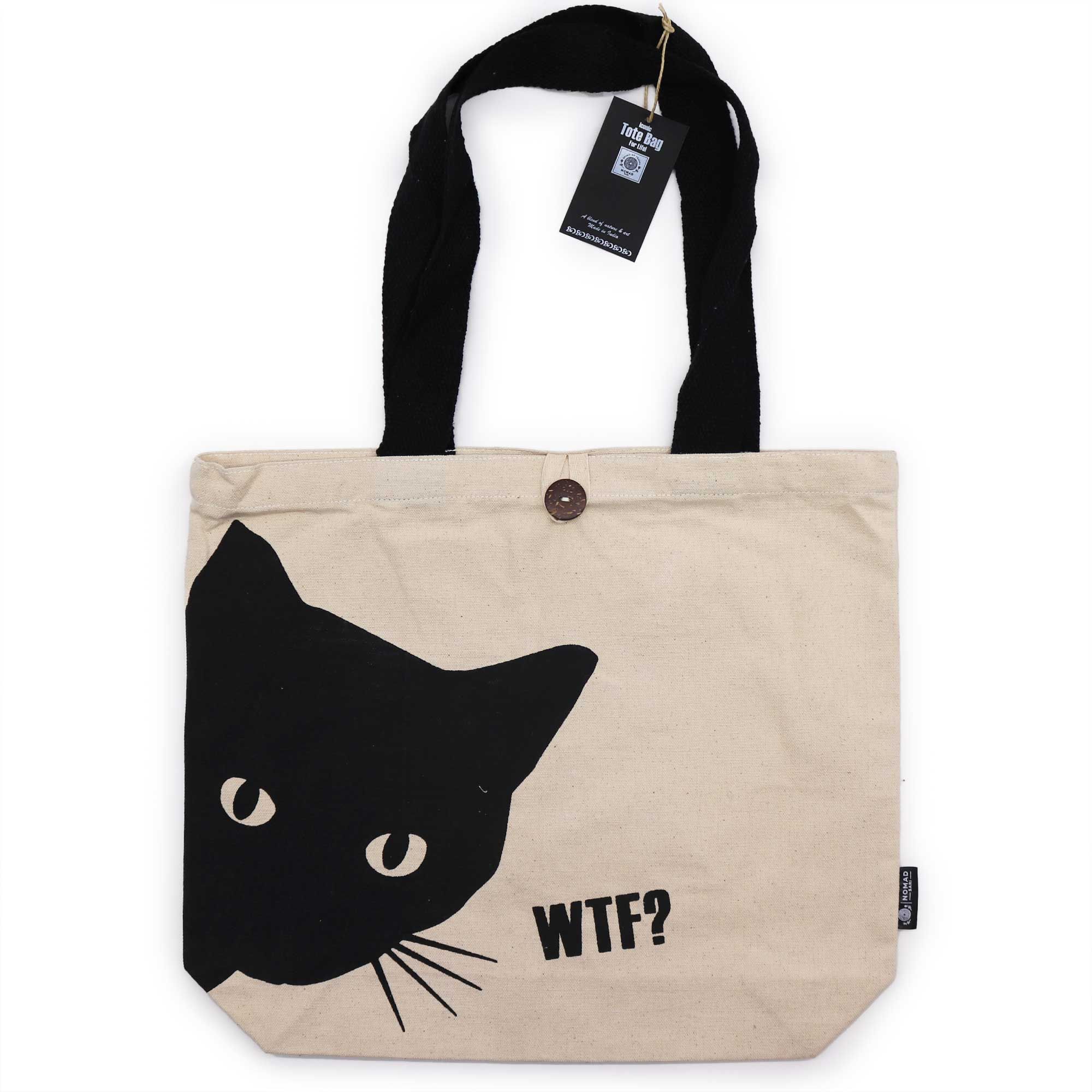 Iconic Classic Tote Bag - Black Cat - Natural 10oz - Image 2