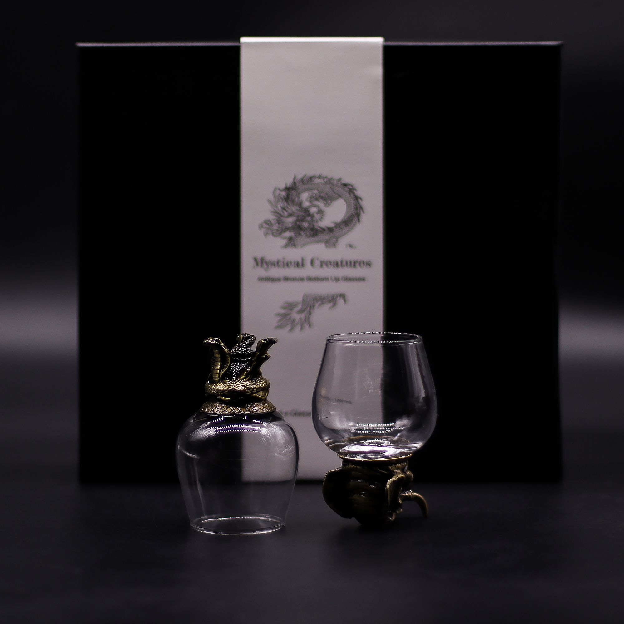 Gift Set of 6 Glasses (100ml) - Mystical Creatures - Antique Bronze