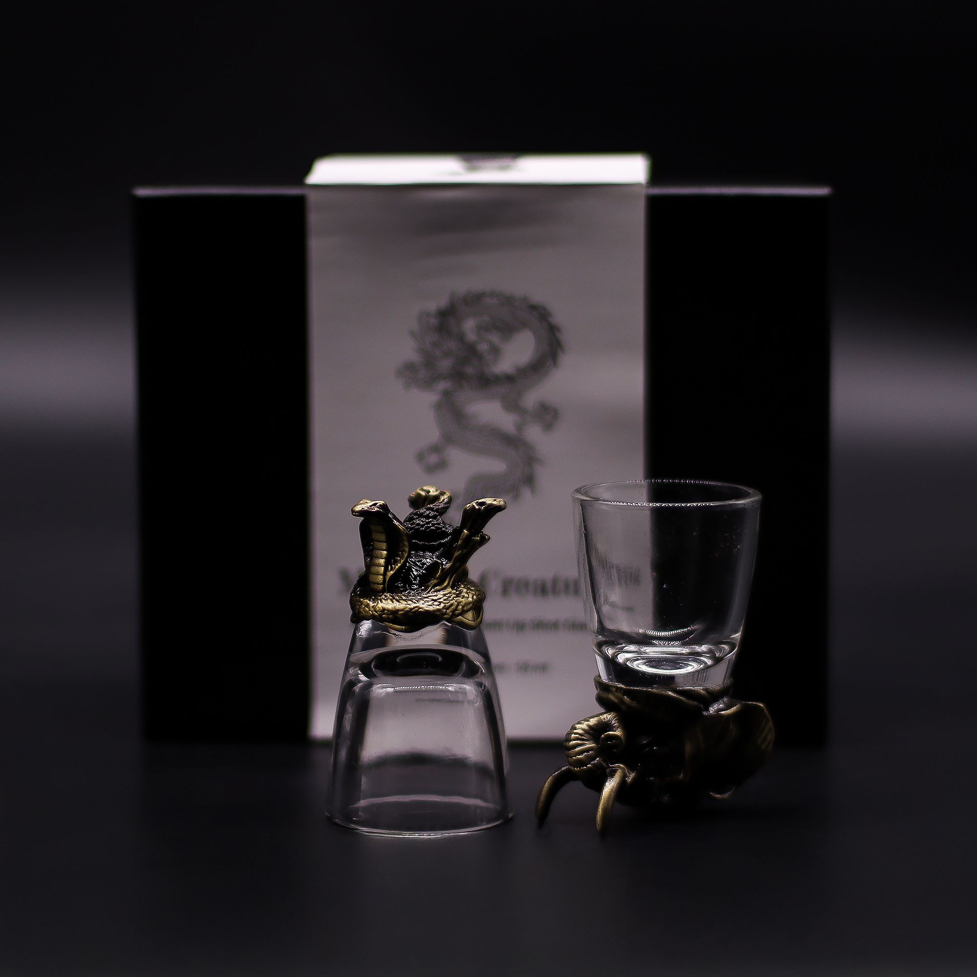 Gift Set of 6 Shot Glasses (50ml) - Wild Forest Creatures - Antique Bronze - Image 6