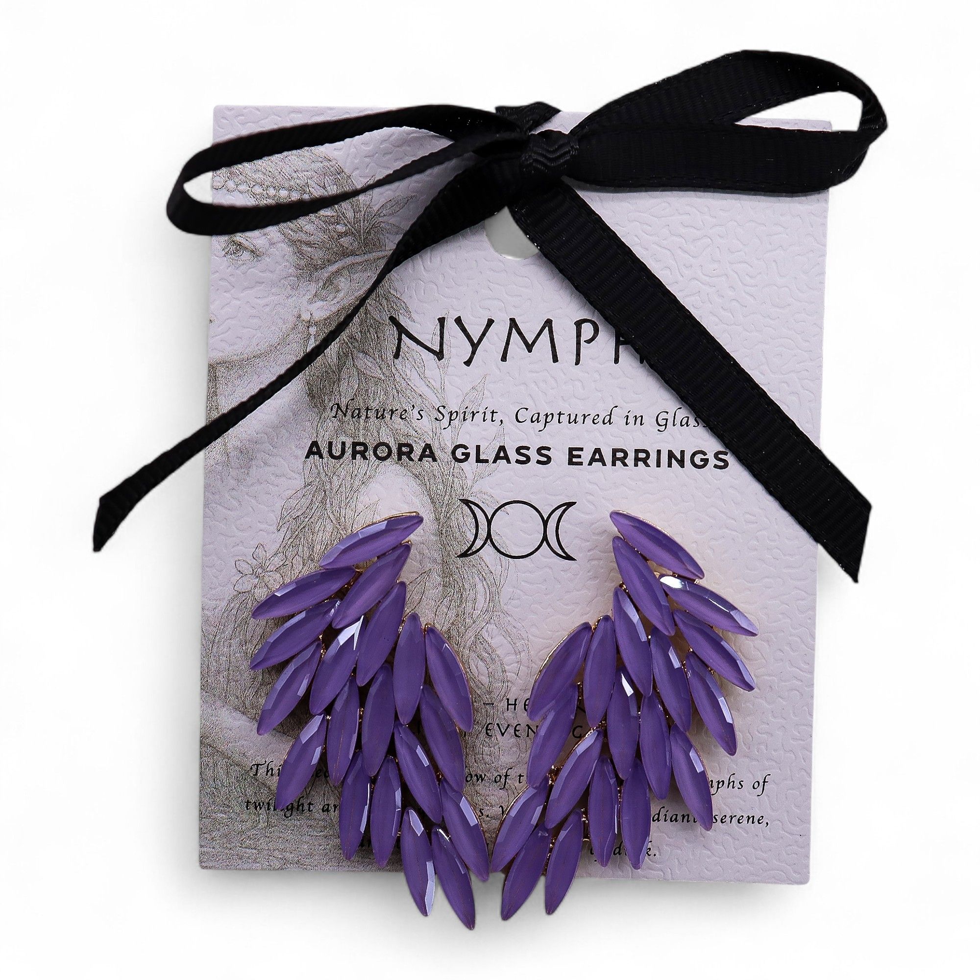 Lavender - Vintage Glass - Angel Wings - Earrings