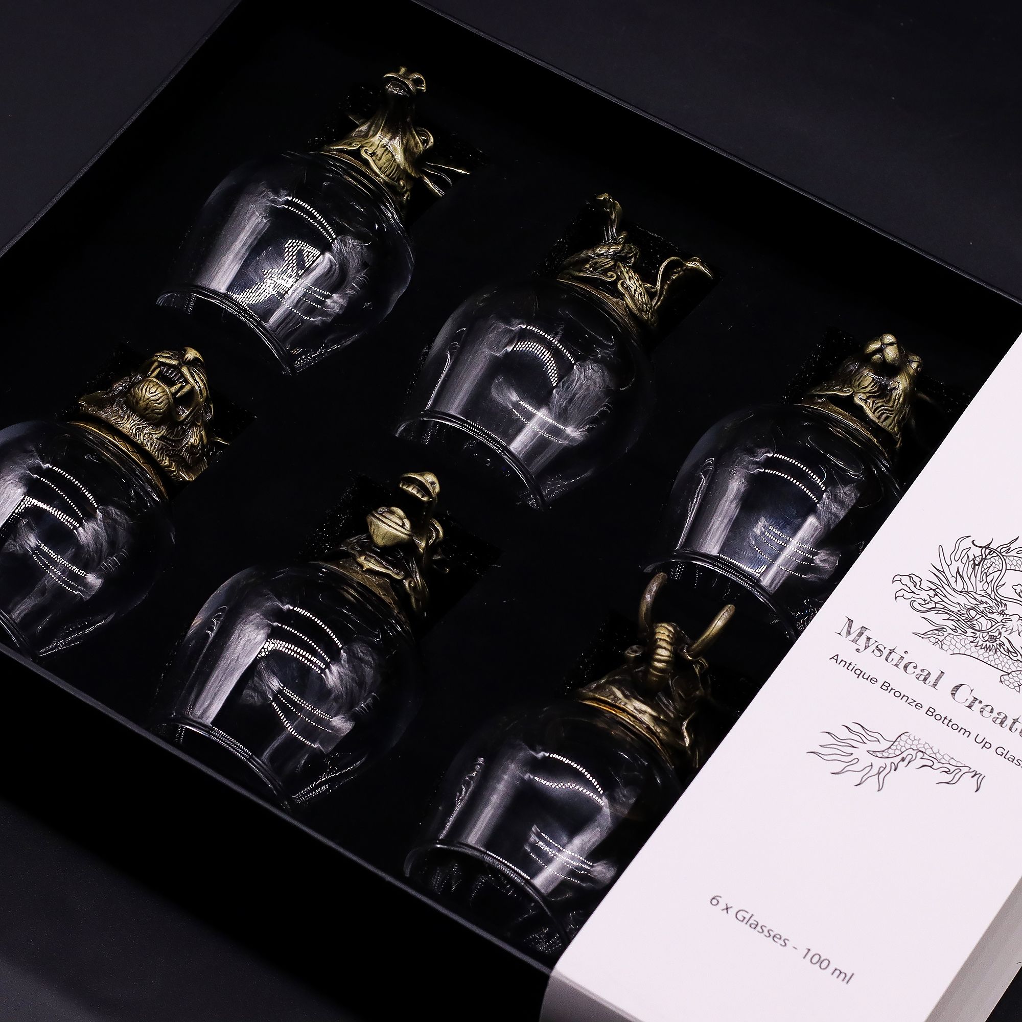 Gift Set of 6 Glasses (100ml) - Mystical Creatures - Antique Bronze - Image 7