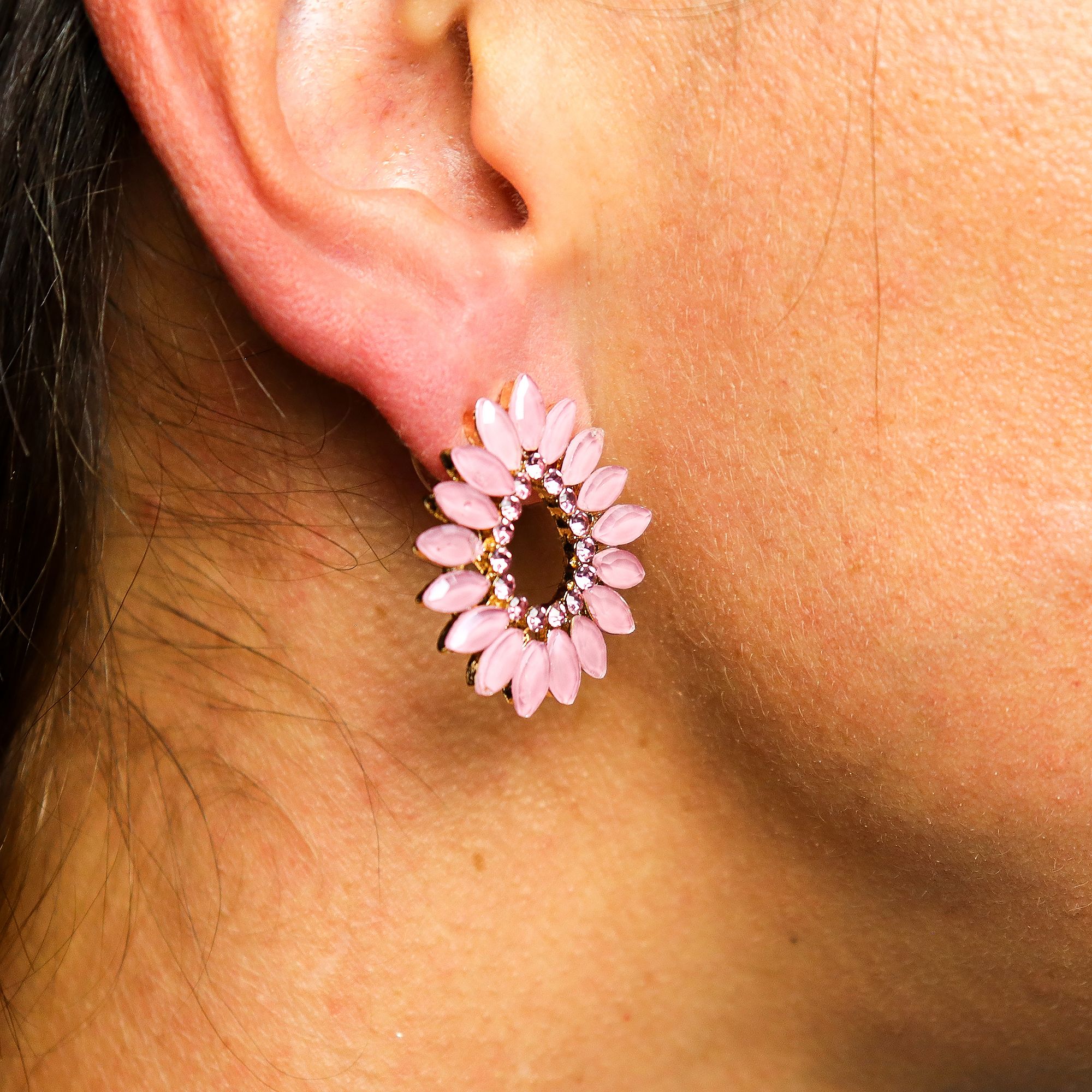 Soft Pink - Vintage Glass - Loop - Earrings - Image 3