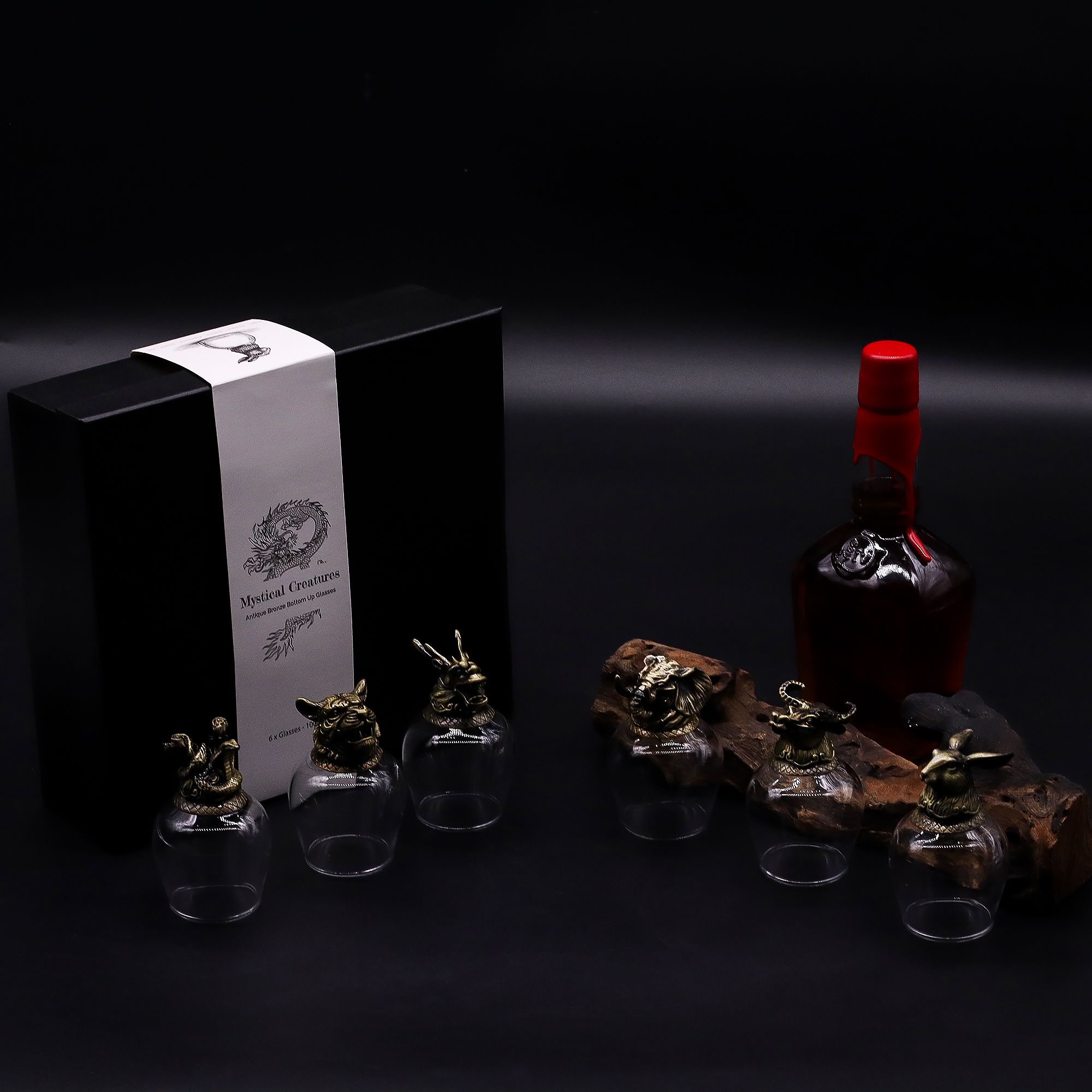 Gift Set of 6 Glasses (100ml) - Mystical Creatures - Antique Bronze - Image 8