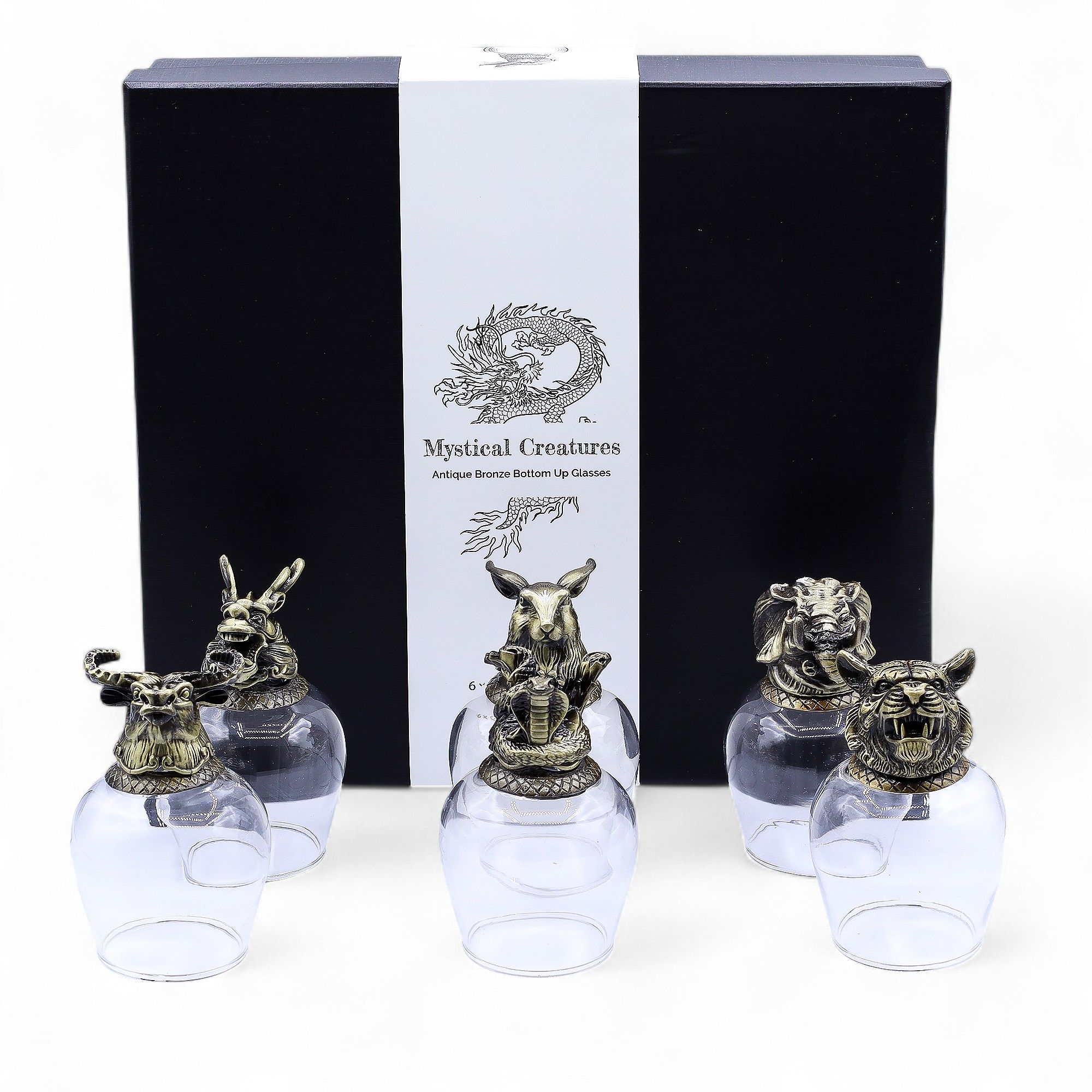 Gift Set of 6 Glasses (100ml) - Mystical Creatures - Antique Bronze - Image 4