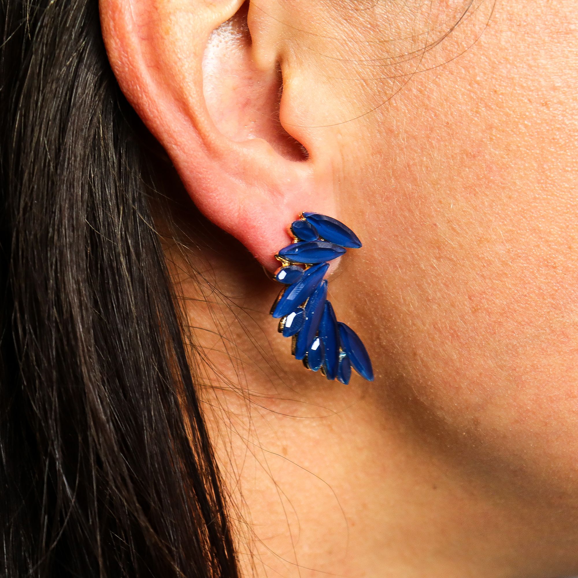 Royal Blue - Vintage Glass - Angel Wings - Earrings - Image 2
