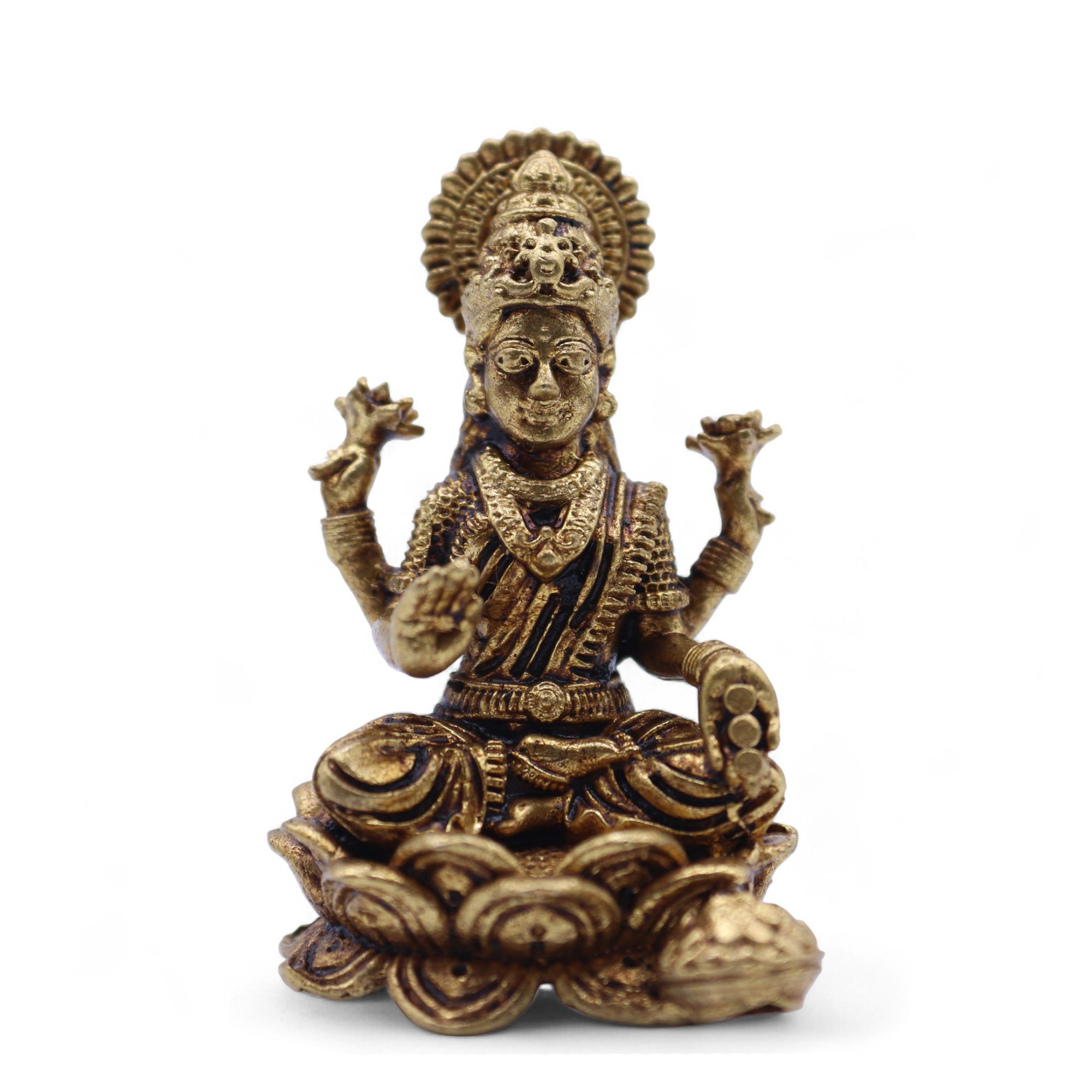 Brass Miniature Gods - Laxmi (22gms) - 37mm - Image 3