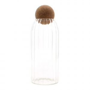 Cottage Cork-Ball Glass Jar -  Ribbed - 20cm