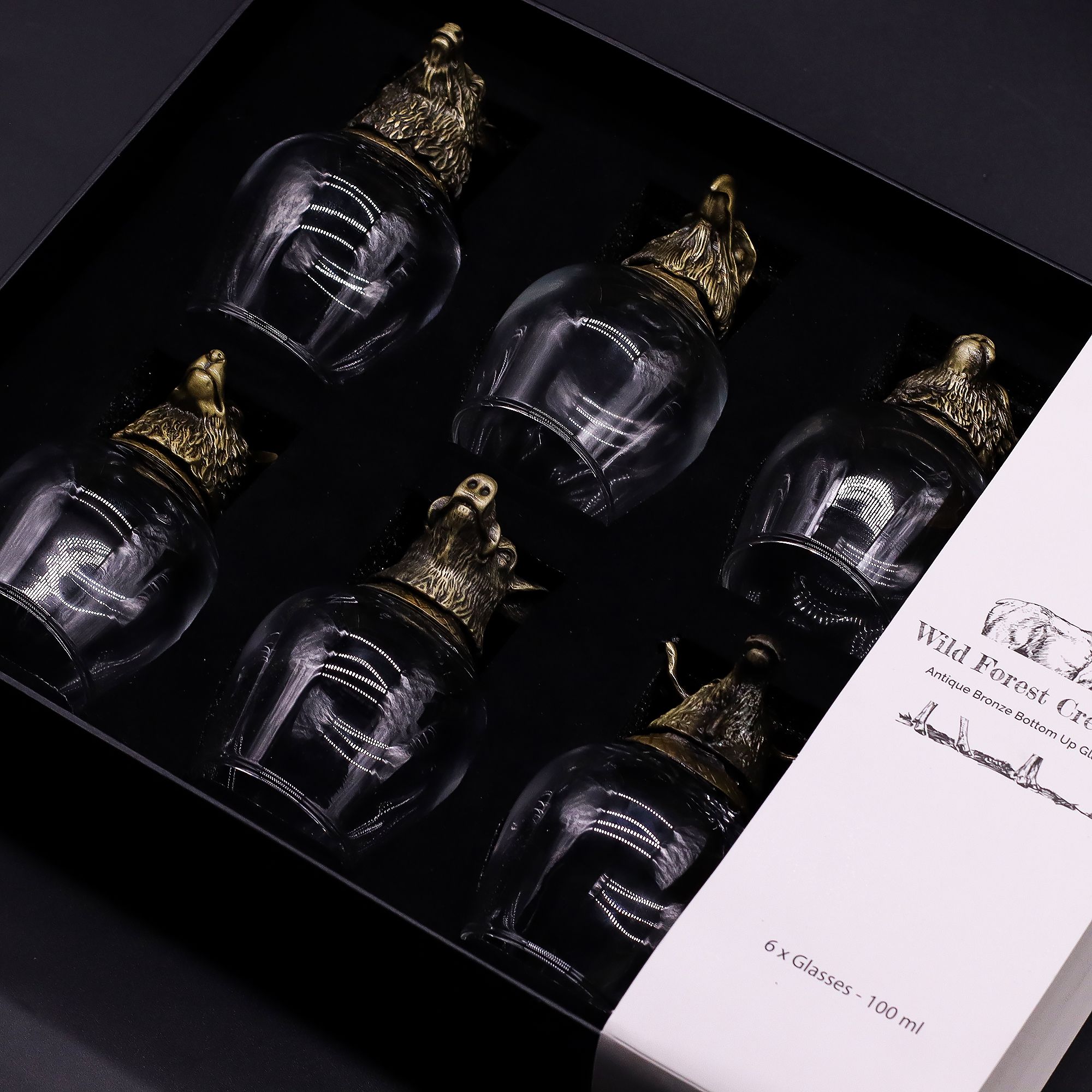 Gift Set of 6 Glasses (50ml) - Mystical Creatures - Antique Bronze - Image 8