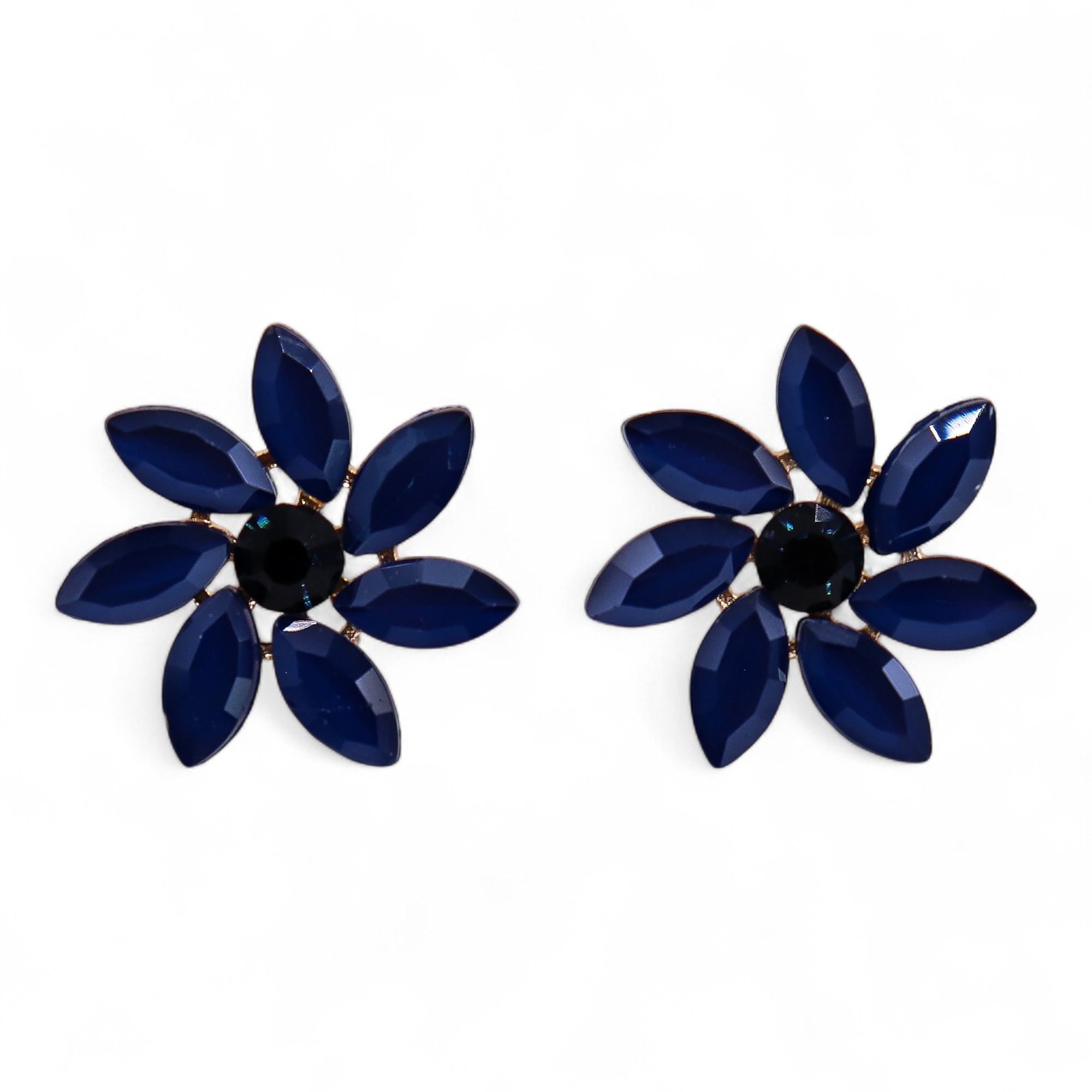 Royal Blue - Vintage Glass - Flowers - Earrings - Image 2