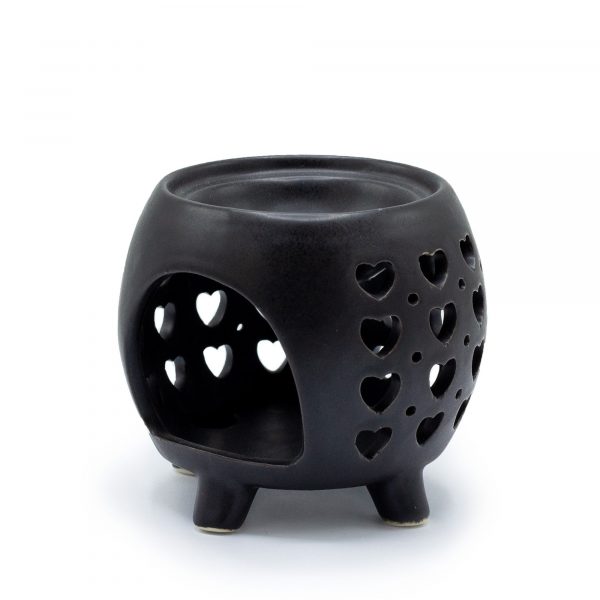 Squat Pot Oil Burner Multi Hearts - Matt Black - Image 2