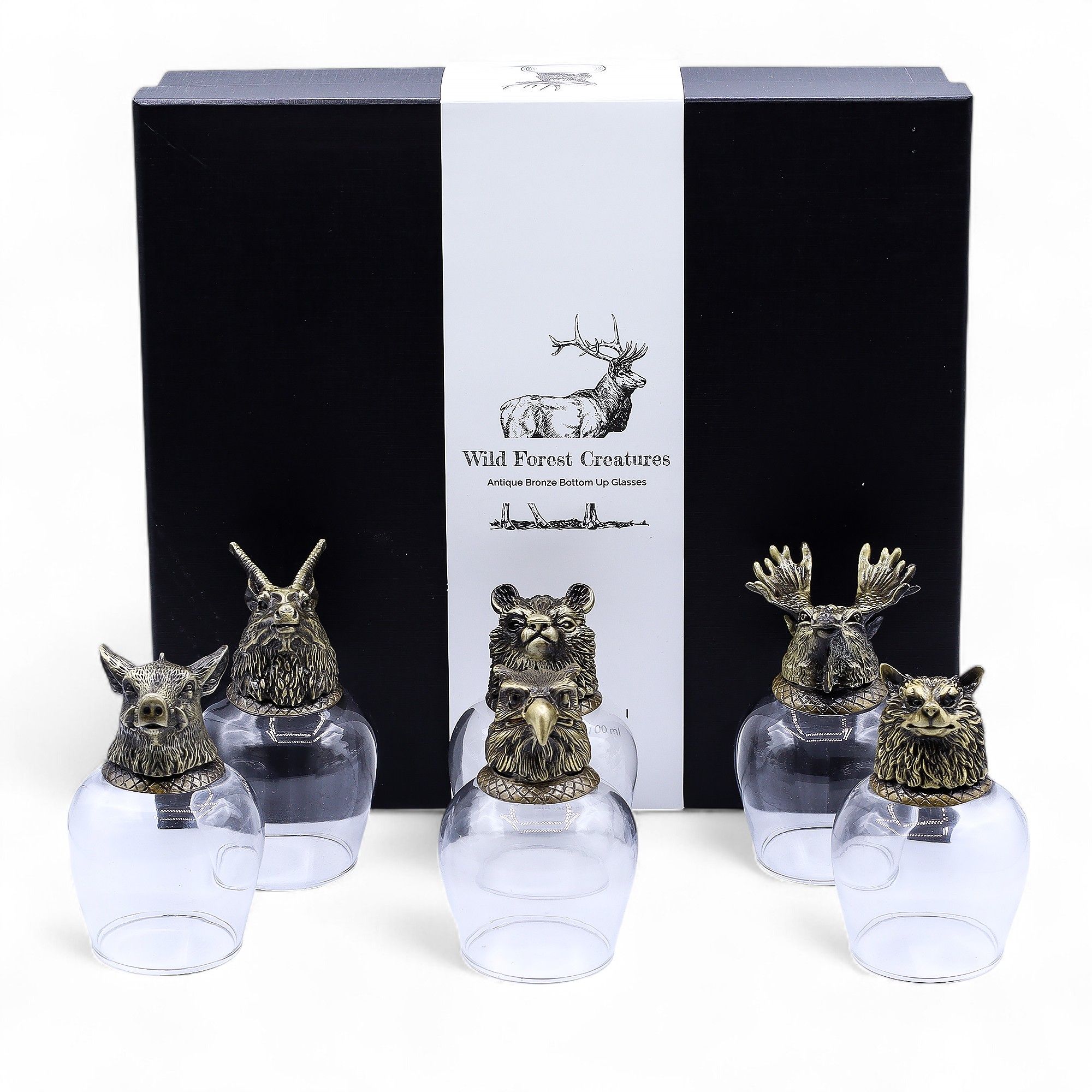 Gift Set of 6 Glasses (50ml) - Mystical Creatures - Antique Bronze - Image 7