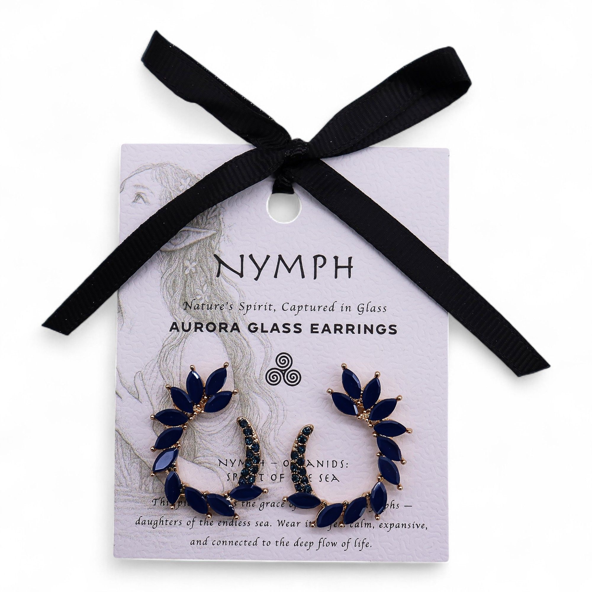 Royal Blue - Vintage Glass - Loop - Earrings - Image 3