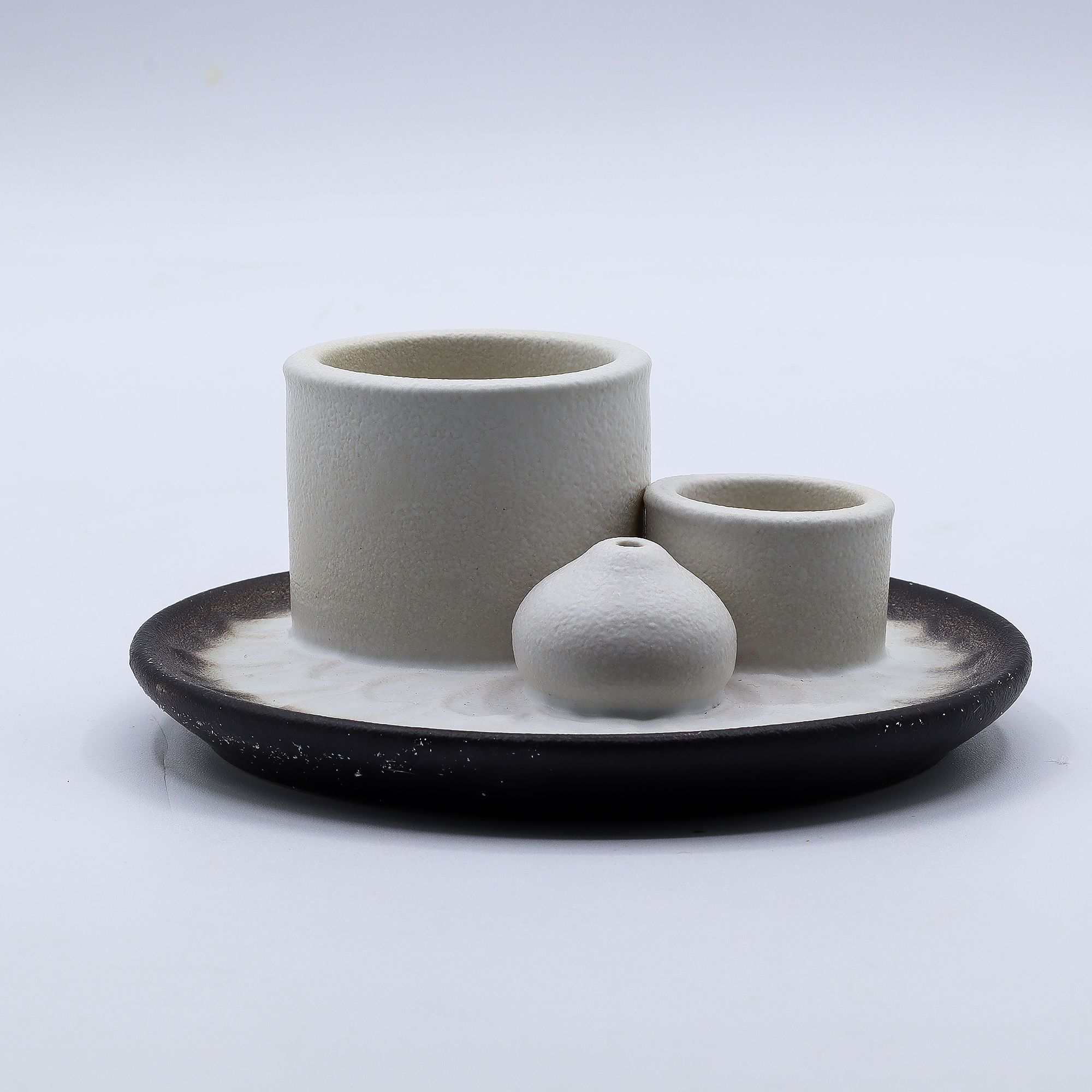 Palo Santo Stick & Smudge Holder - Mandala - White & Grey - Image 3