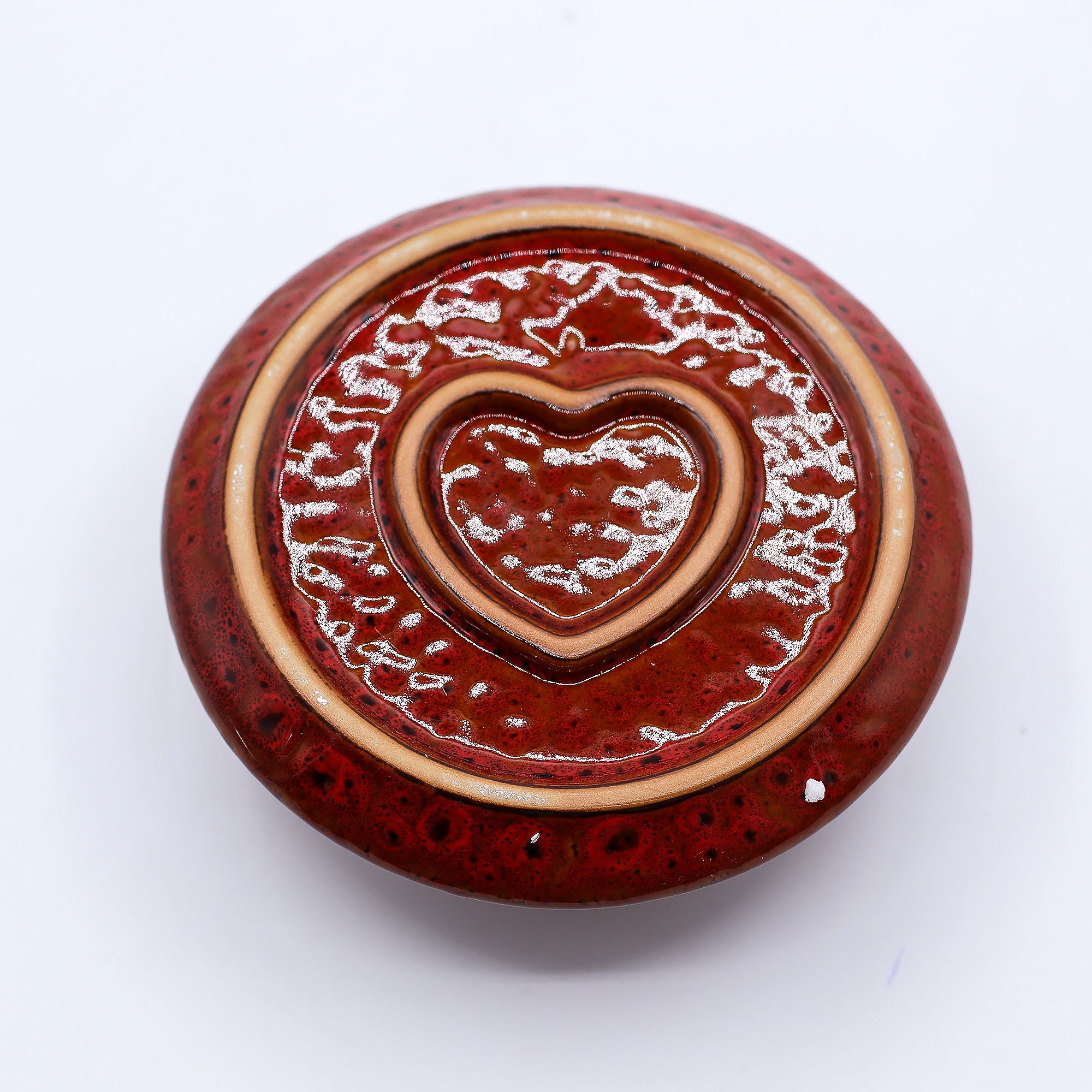 Palo Santo Stick & Smudge Holder - Mandala - Red with Heart Gloss - Image 4