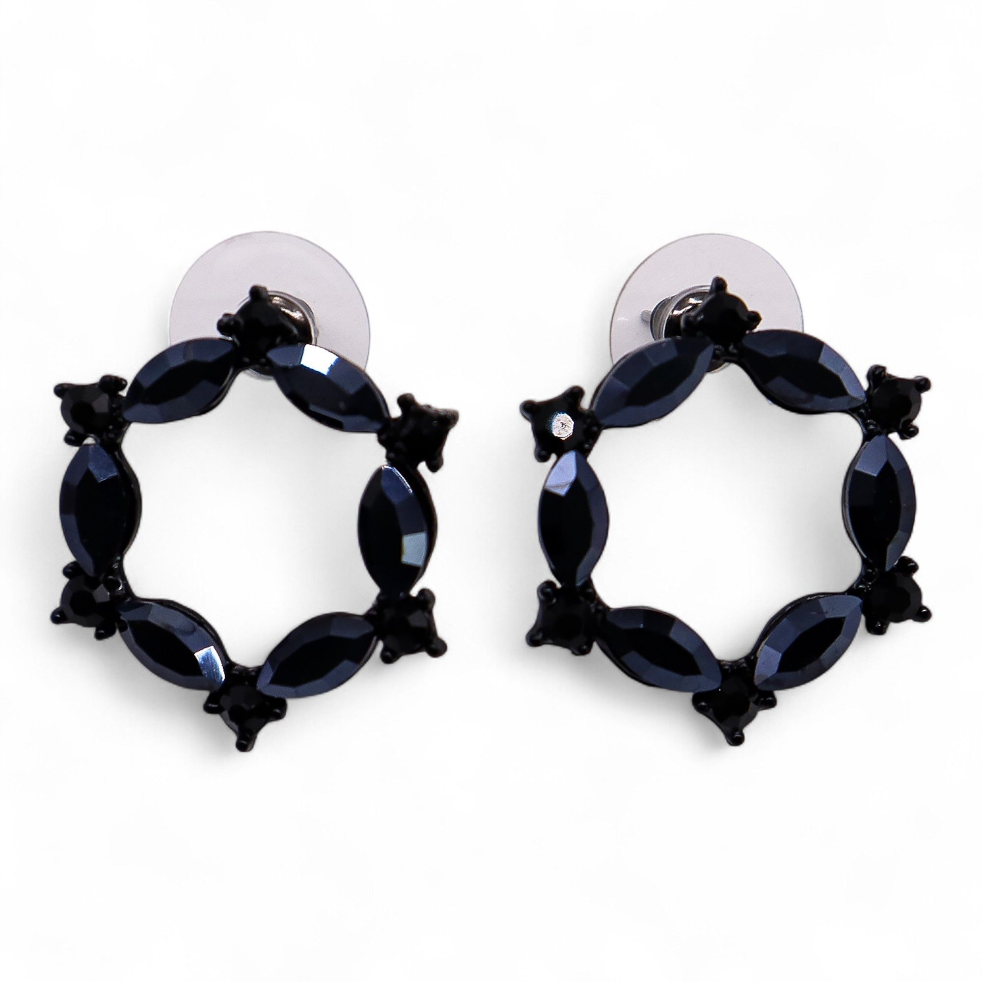 Jet Black - Vintage Glass - Loop - Earrings - Image 2