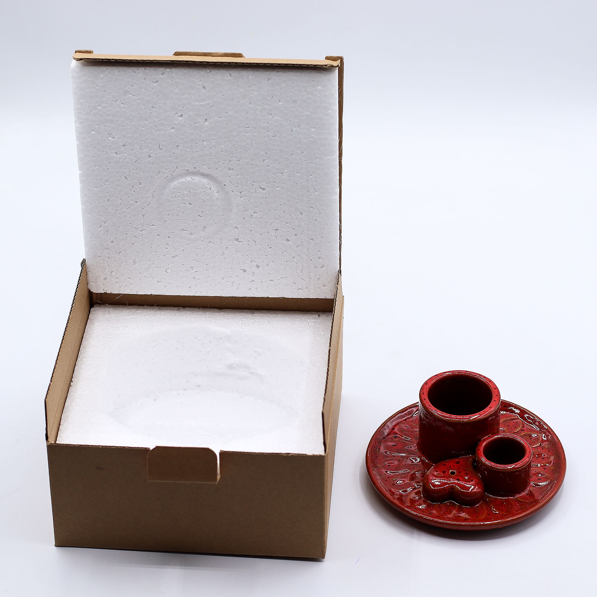 Palo Santo Stick & Smudge Holder - Mandala - Red with Heart Gloss - Image 3