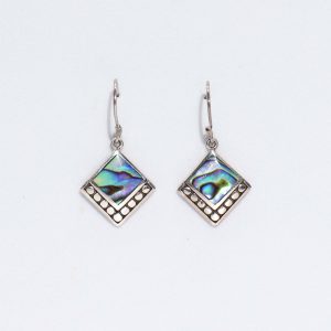 Shell & Silver Earrings - Square Dots- Abalone