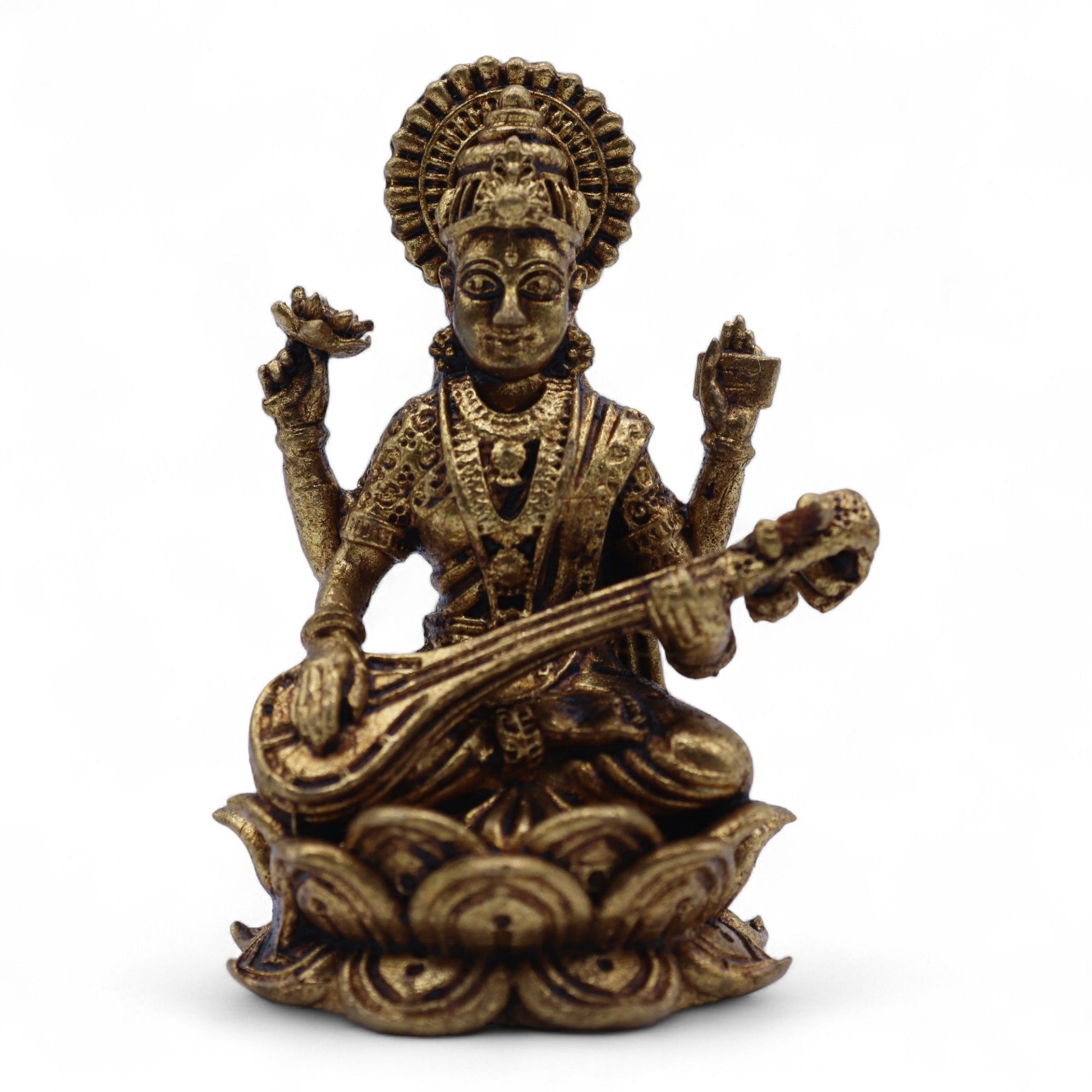 Brass Miniature Gods - Sarswati (52gms) - 49mm