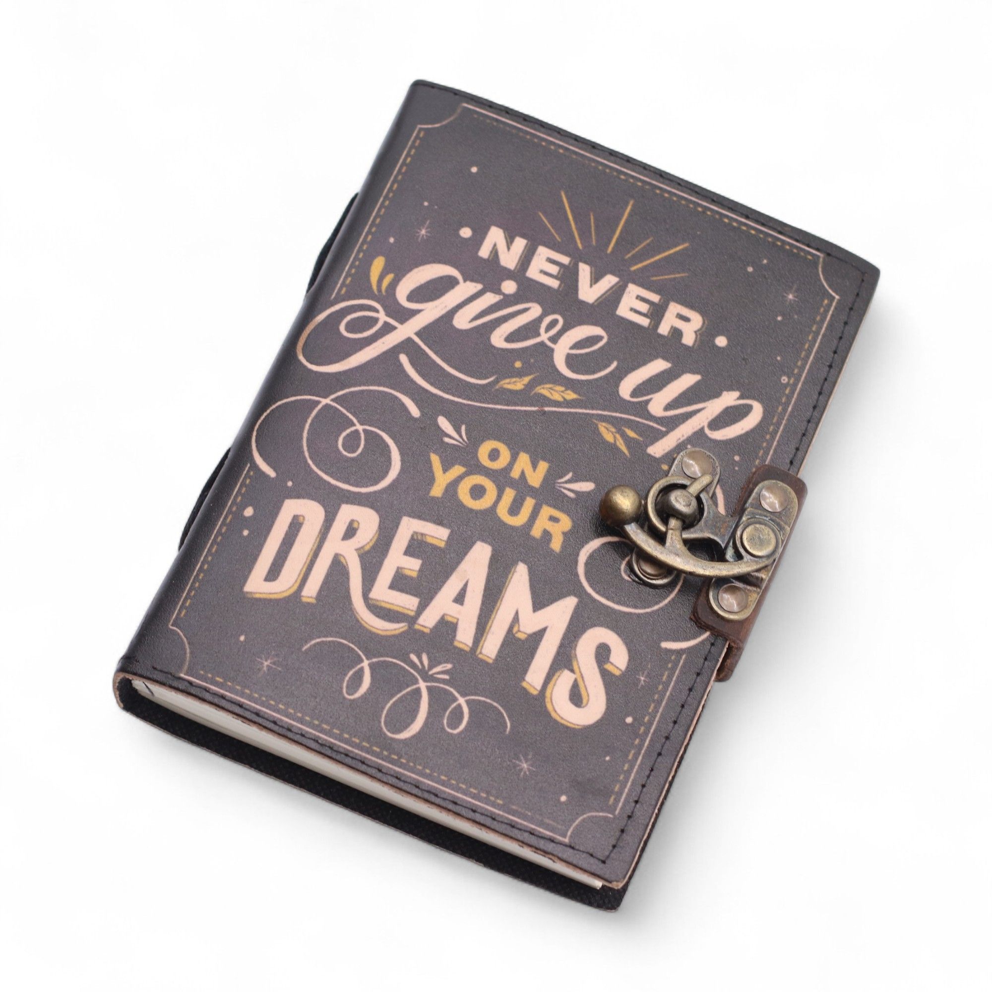 Leather Printed Notebook – Never Give Up On Your Dreams - 17.8×12.7 cm - Image 5