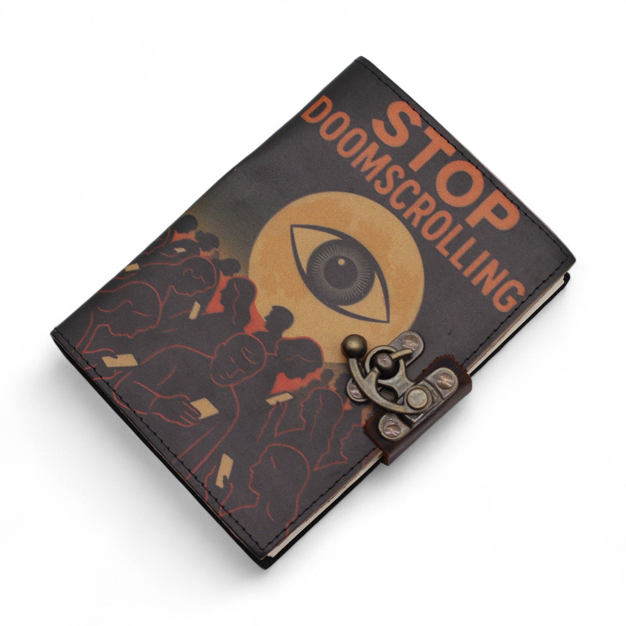 Leather Printed Notebook – Stop Doom Scrolling - 17.8x12.7 cm - Image 7