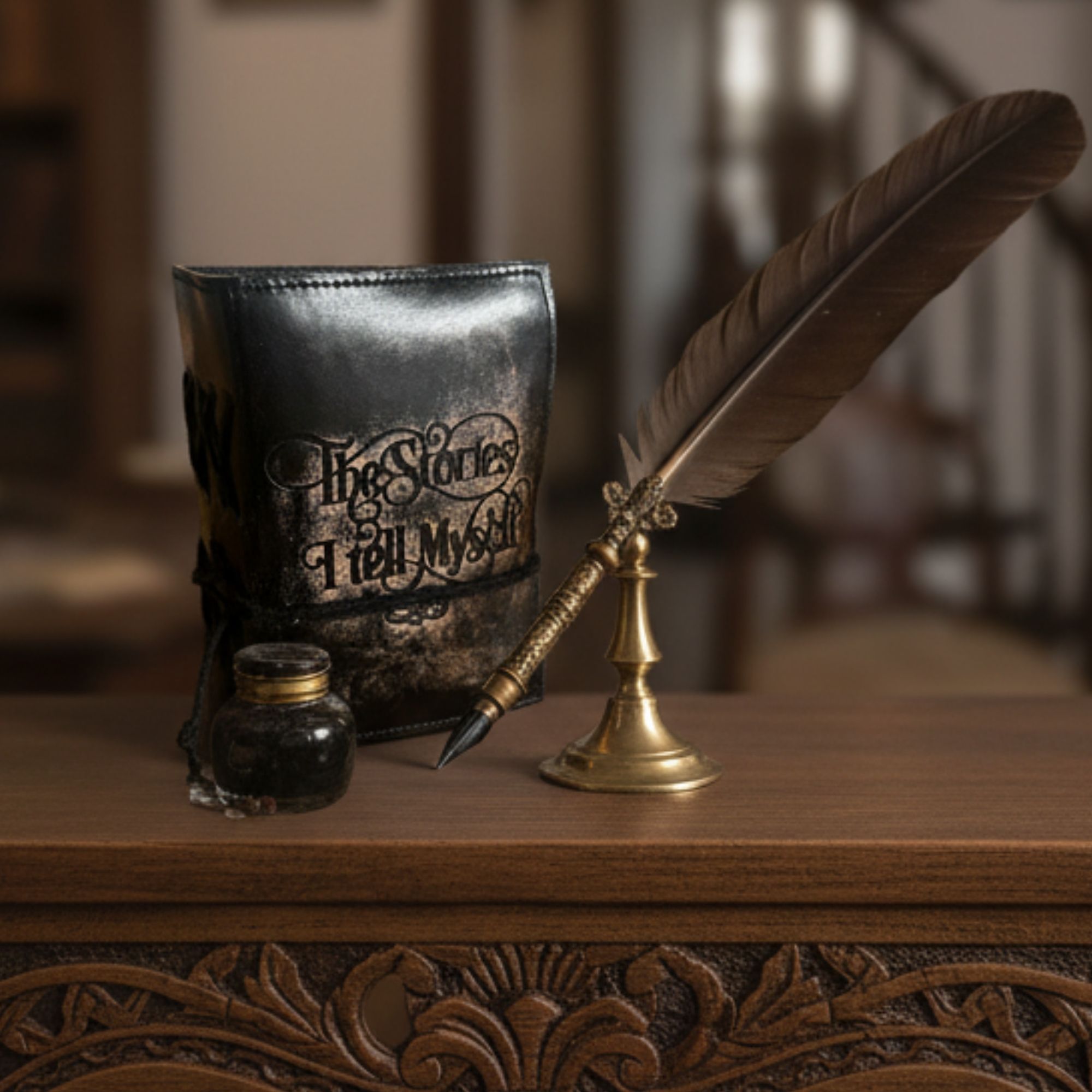 Fat Deckled Edge Leather Notebooks (5x3.5") - The Stories I Tell Myself