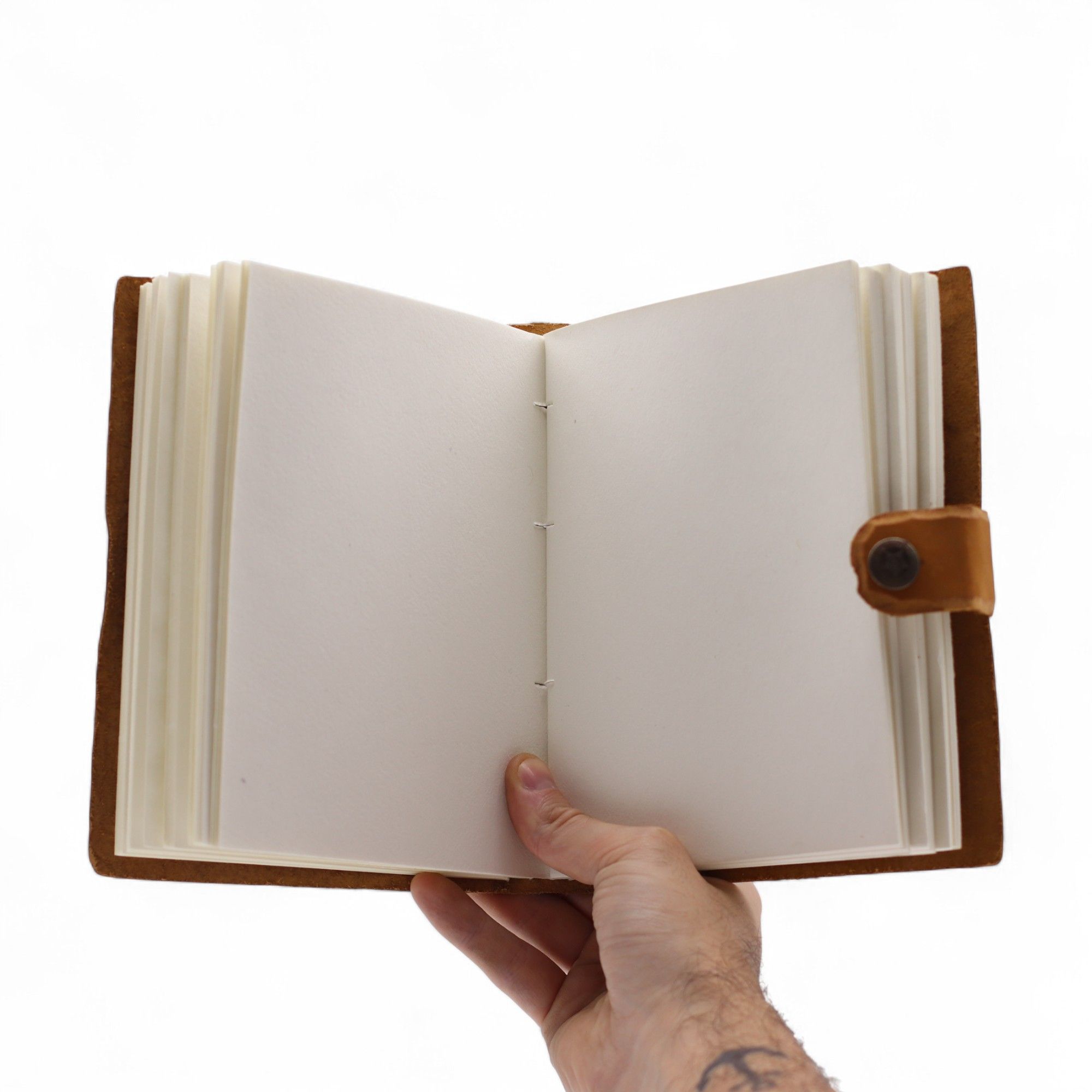 Leather Embossed Notebook – Tan Floral Pattern – 17.8×12.7 cm - Image 5