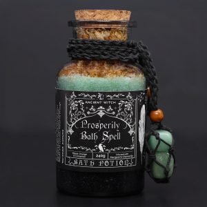 Ancient Witch Bath Spell Potion & Aventurine Crystal Amulet - Prosperity
