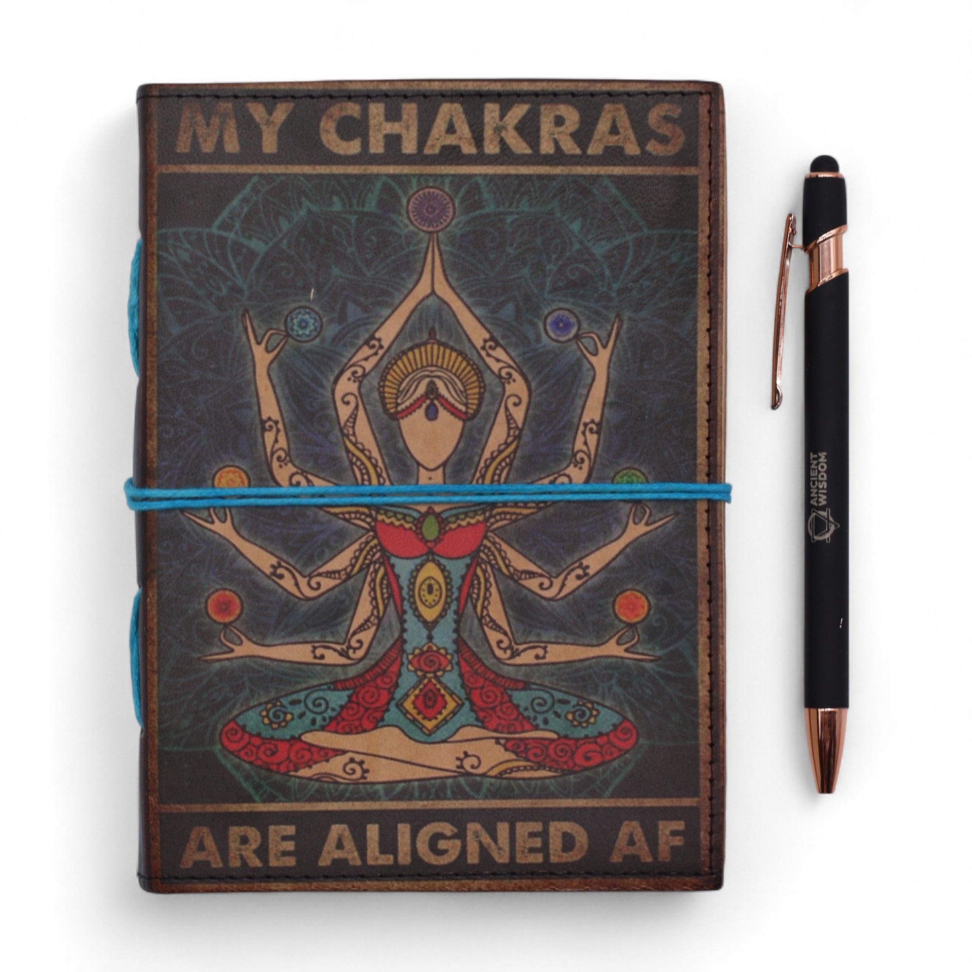 Leather Printed Notebook – My Chakras Are Aligned AF - 17.8×12.7 cm - Image 3
