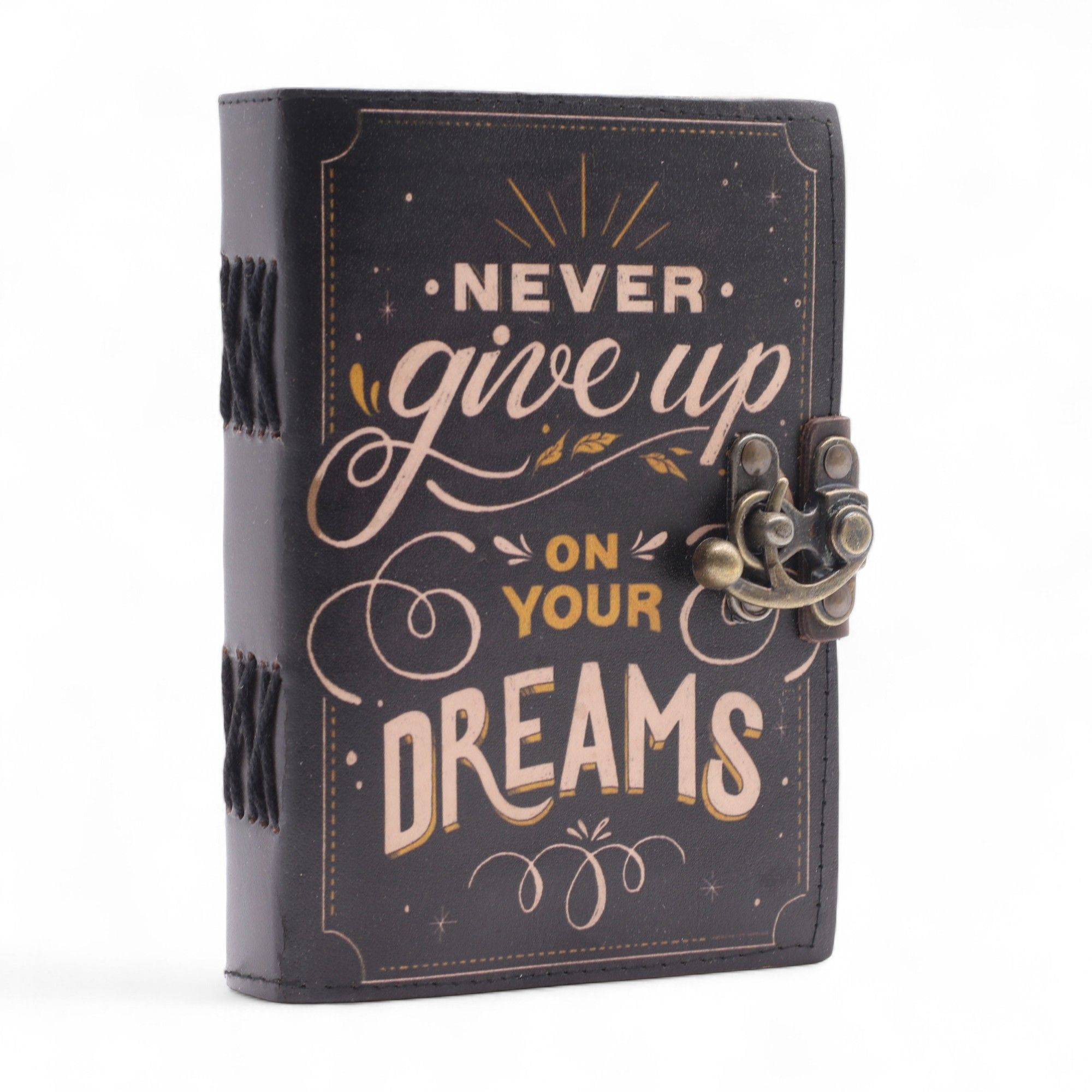 Leather Printed Notebook – Never Give Up On Your Dreams - 17.8×12.7 cm - Image 2