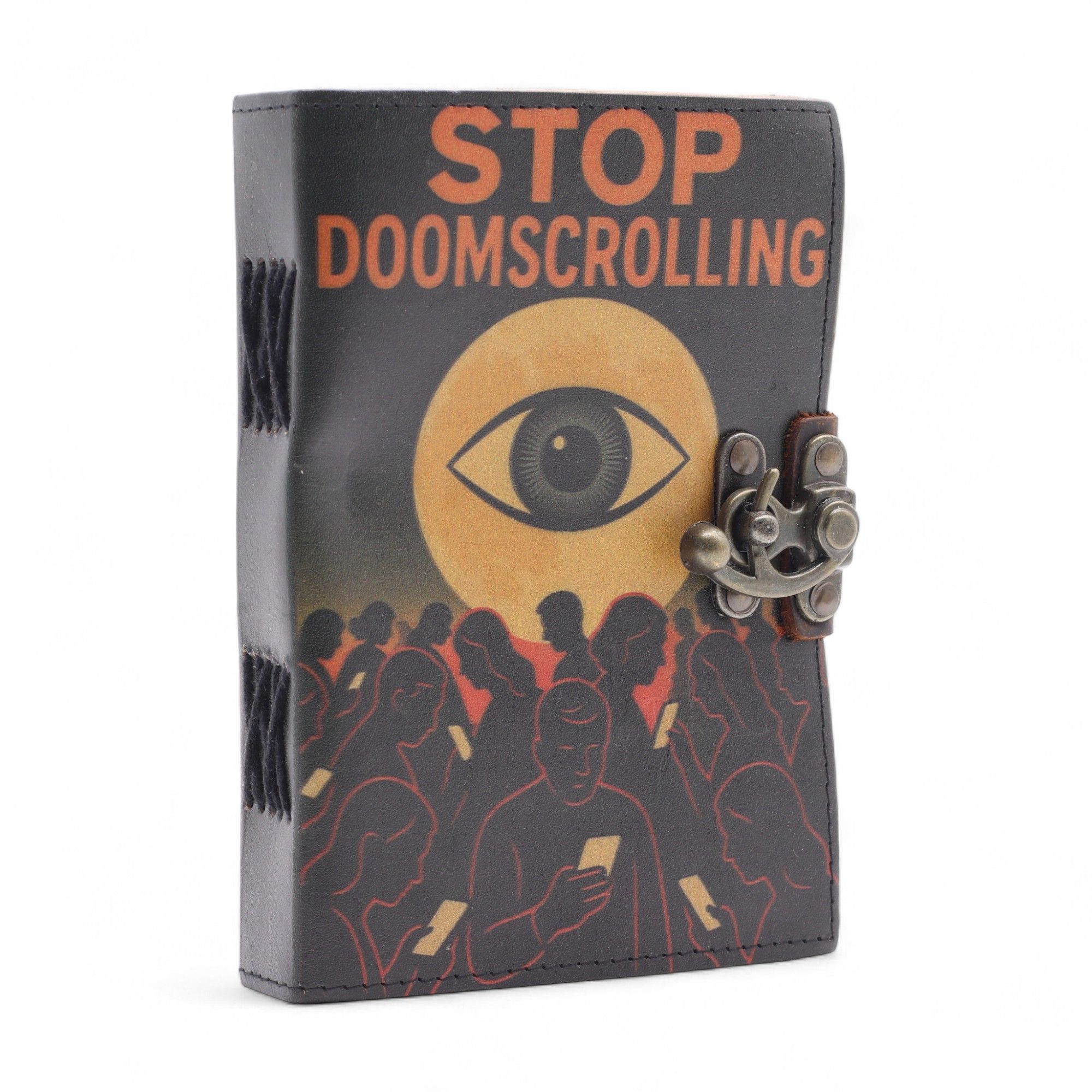 Leather Printed Notebook – Stop Doom Scrolling - 17.8x12.7 cm - Image 6