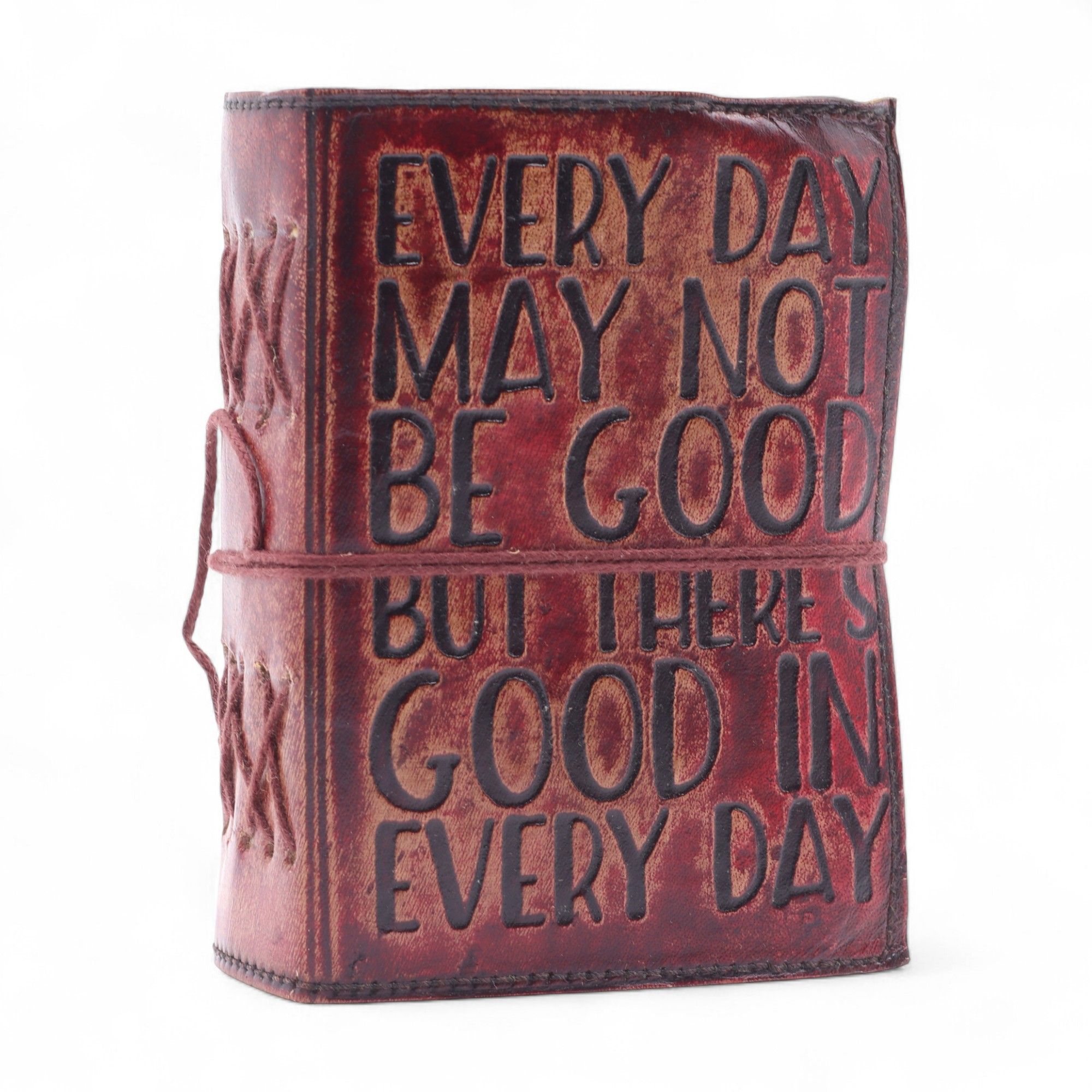 Fat Deckled Edge Leather Notebook – Every Day May Not Be Good (12.7 × 8.9 cm) - Image 5