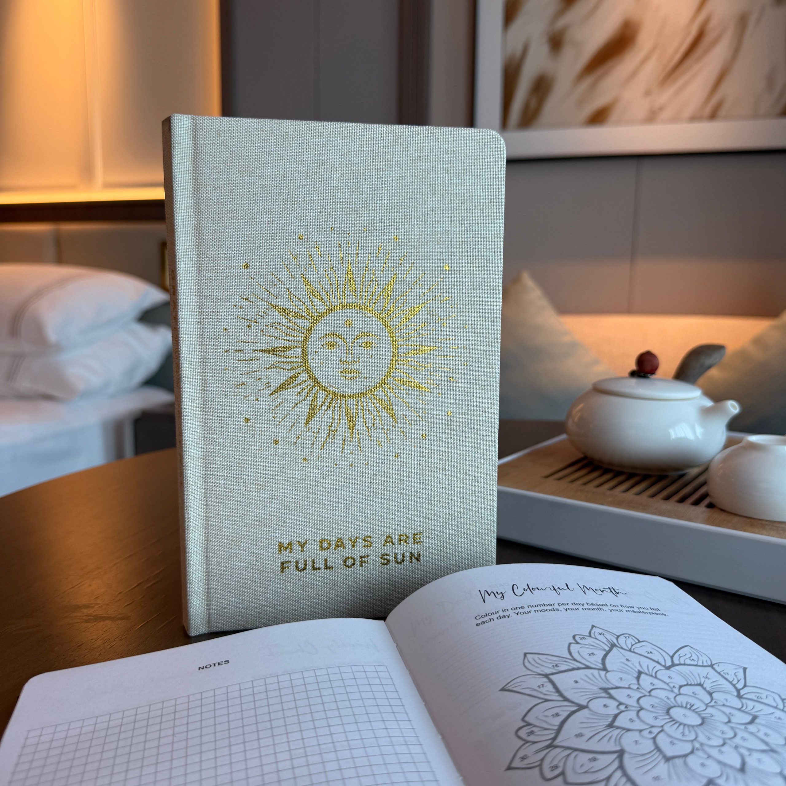 Ivory Gratitude Journal with Gold Lining - 120 pages - My Days are Full of Sun