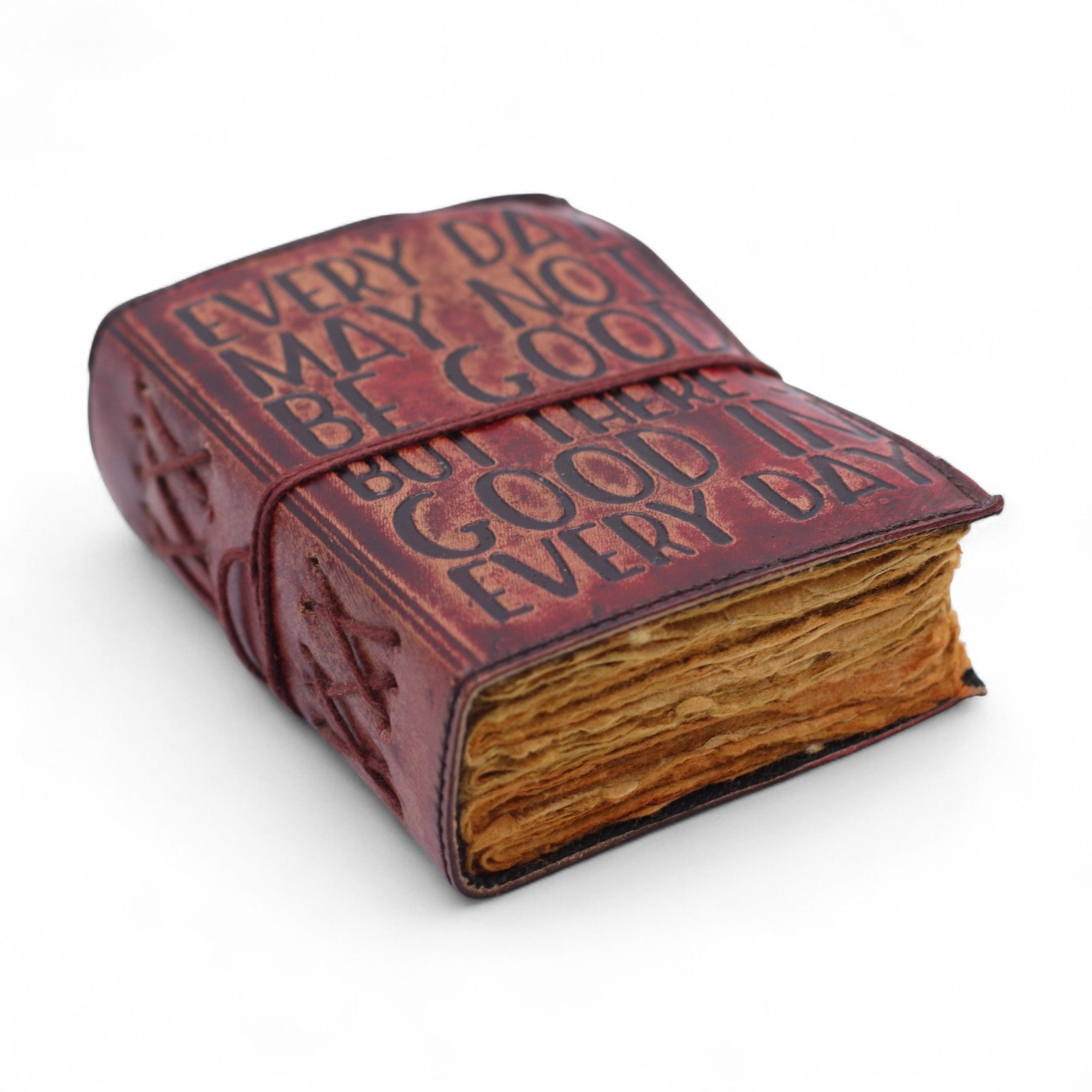 Fat Deckled Edge Leather Notebook – Every Day May Not Be Good (12.7 × 8.9 cm) - Image 2