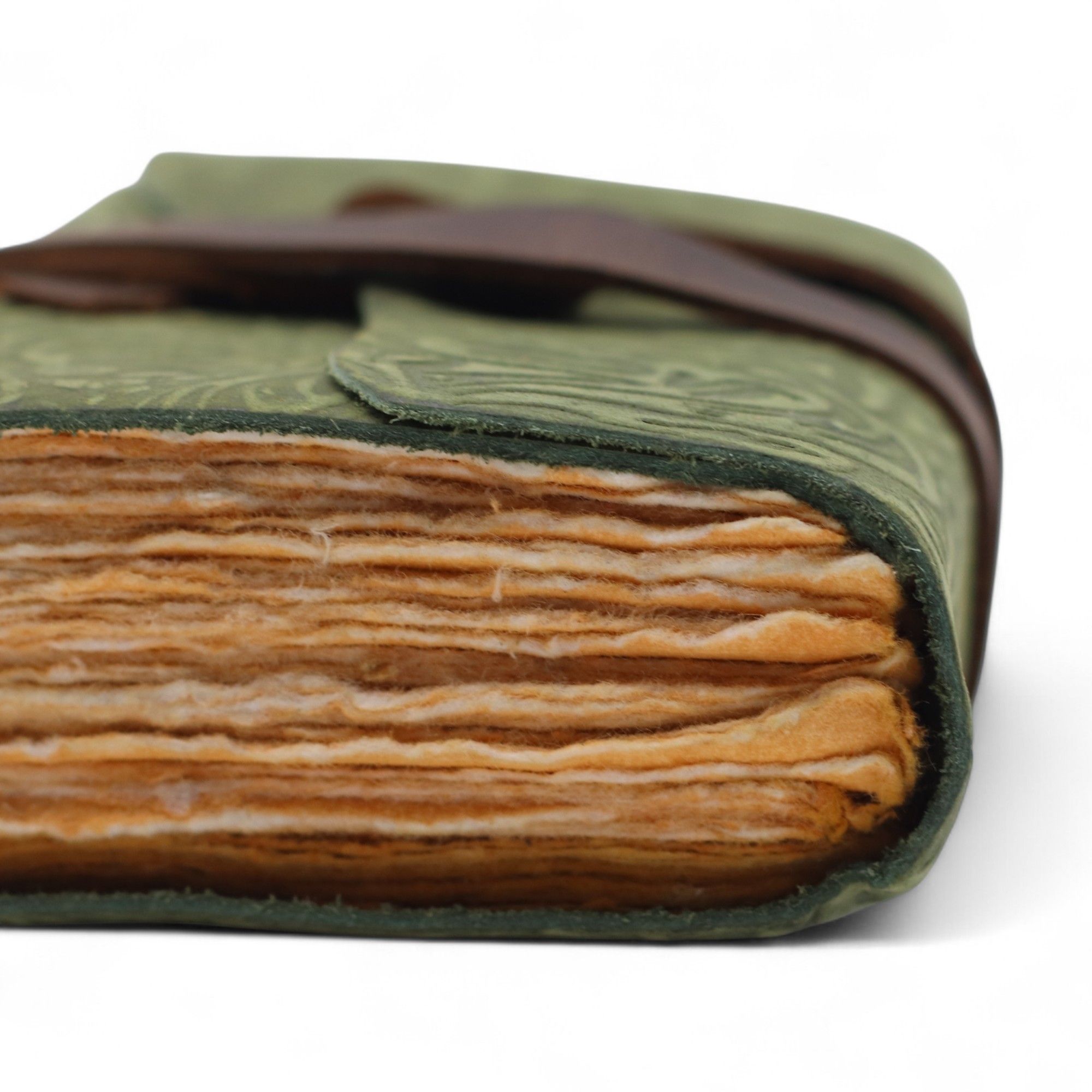 Fat Deckled Leather Notebook – Green Maze Pattern – 12.7×8.9 cm - Image 7