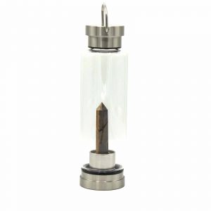 Crystal Infused Glass Water Bottle - Determined Tiger's Eye - Obelisk