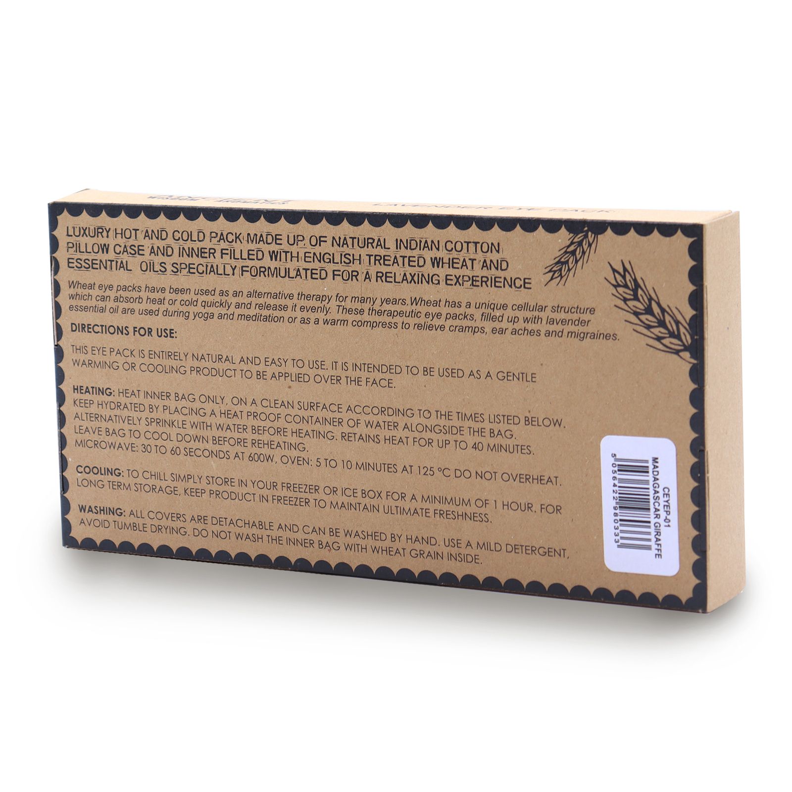 Lavender Natural Cotton and Juco Eye Pillow in Gift Box - Madagascar Giraffe 2 Lavender Natural Cotton and Juco Eye Pillow in Gift Box - Madagascar Giraffe - Image 2