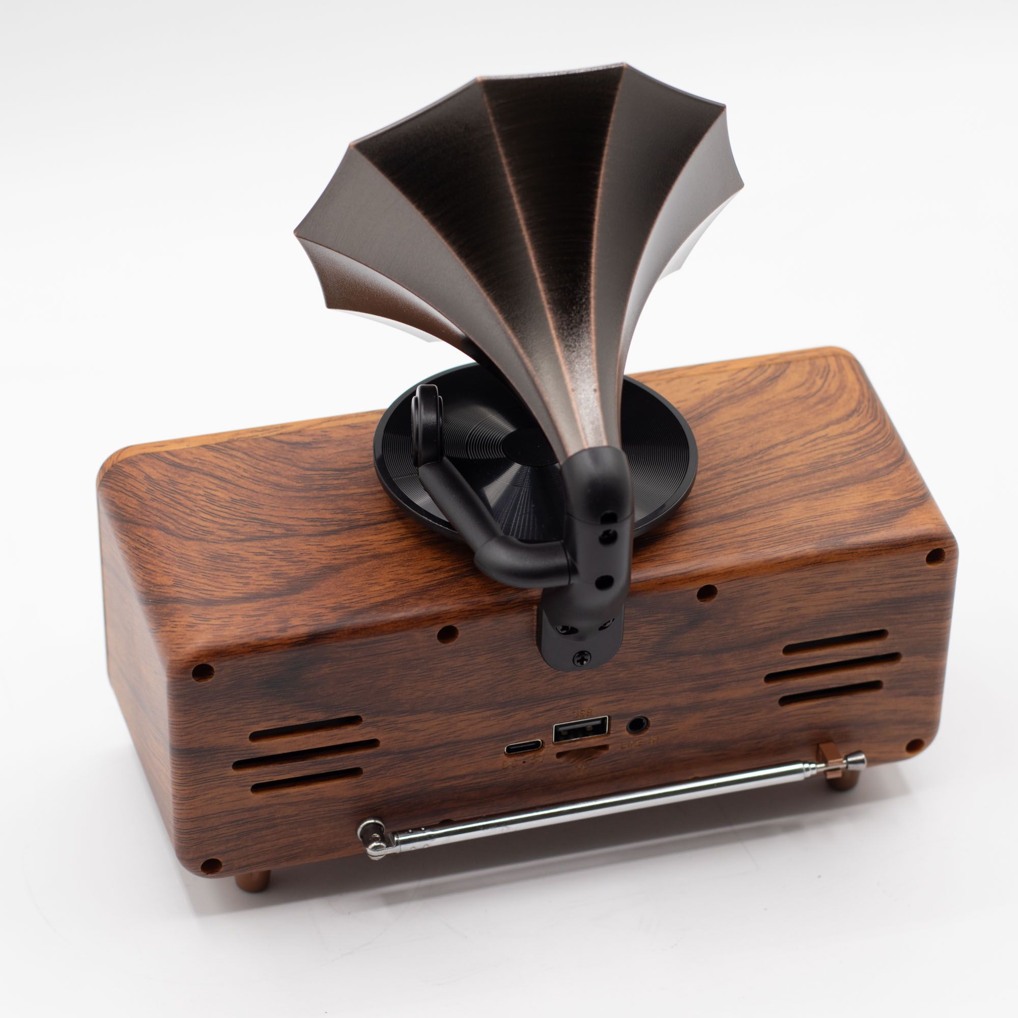 Retro Mini Double Gramophone Speaker - Bluetooth - 5.4 watt x 2 2 Retro Mini Double Gramophone Speaker - Bluetooth - 5.4 watt x 2 - Image 2