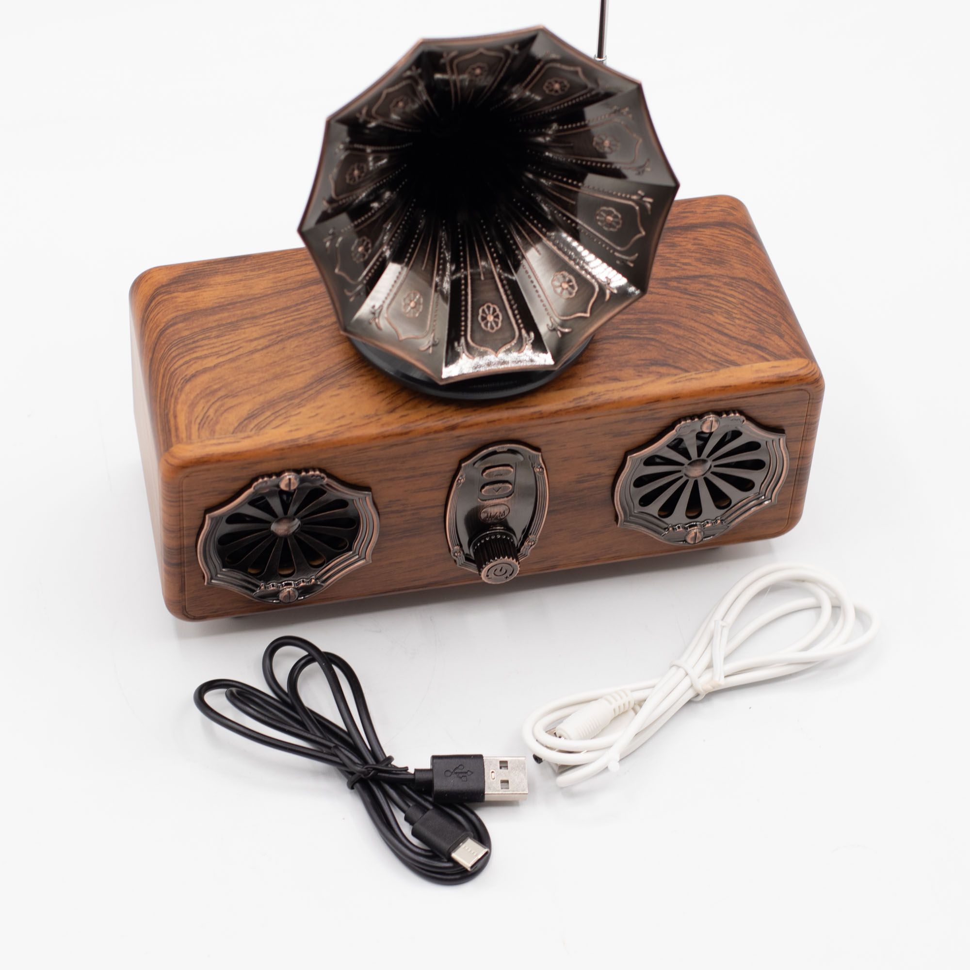 Retro Mini Double Gramophone Speaker - Bluetooth - 5.4 watt x 2 5 Retro Mini Double Gramophone Speaker - Bluetooth - 5.4 watt x 2 - Image 5