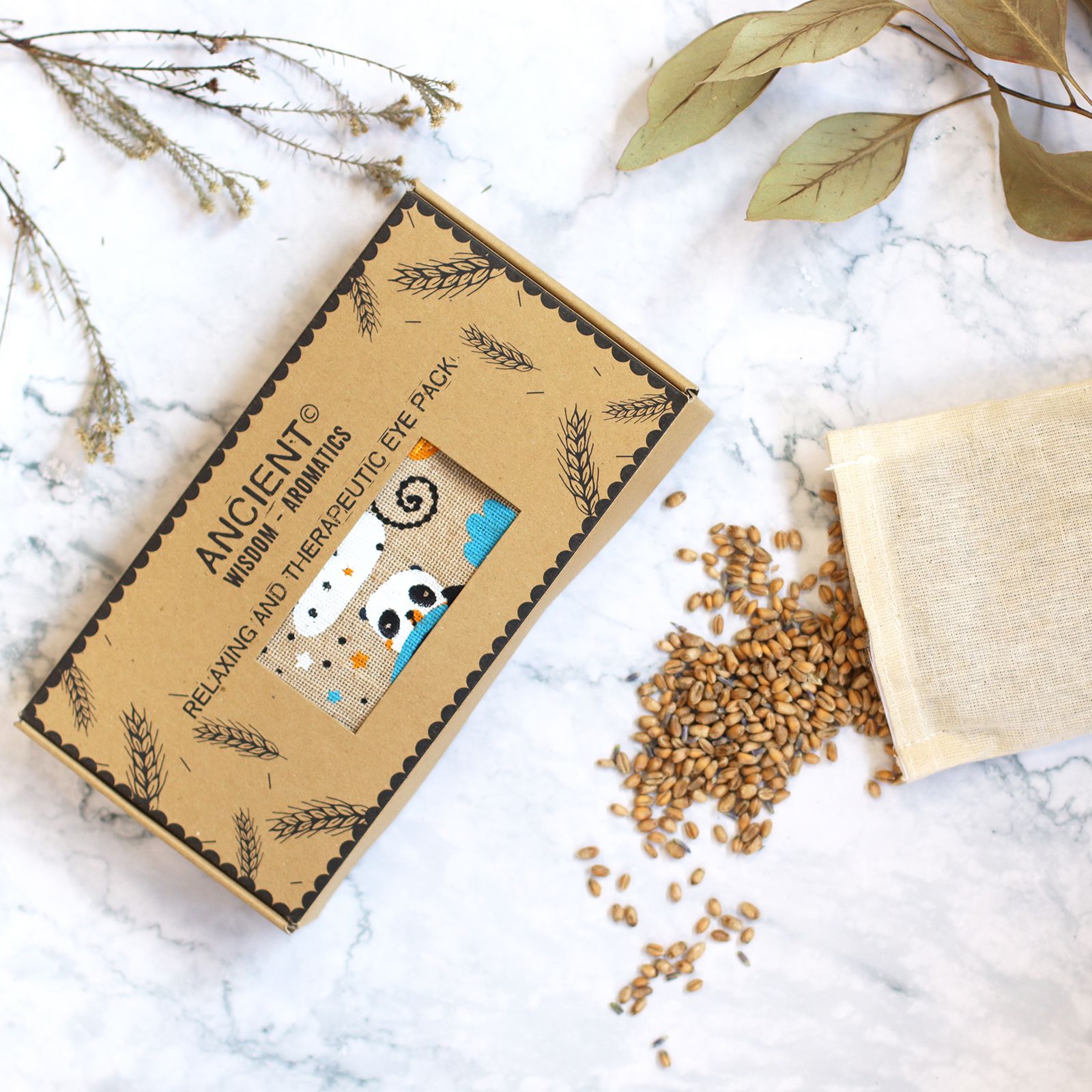 Lavender Natural Cotton and Juco Eye Pillow in Gift Box - Sleepy Panda 4 Lavender Natural Cotton and Juco Eye Pillow in Gift Box - Sleepy Panda - Image 4