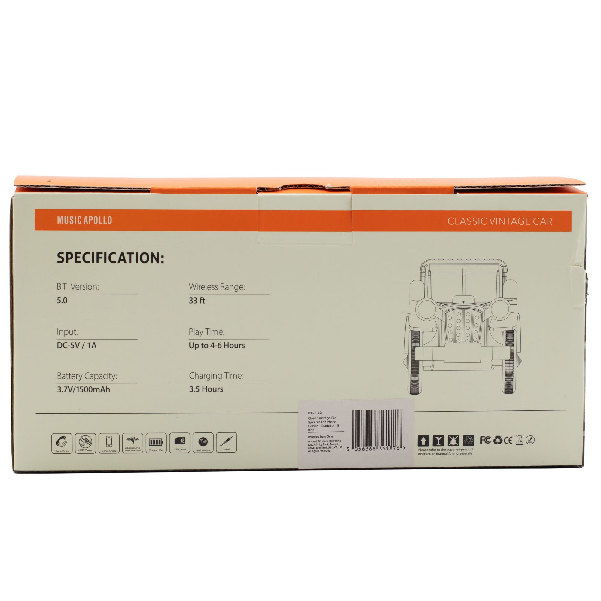 Classic Vintage Car Speaker and Phone Holder - Bluetooth - 5 watt 2 Classic Vintage Car Speaker and Phone Holder - Bluetooth - 5 watt - Image 2